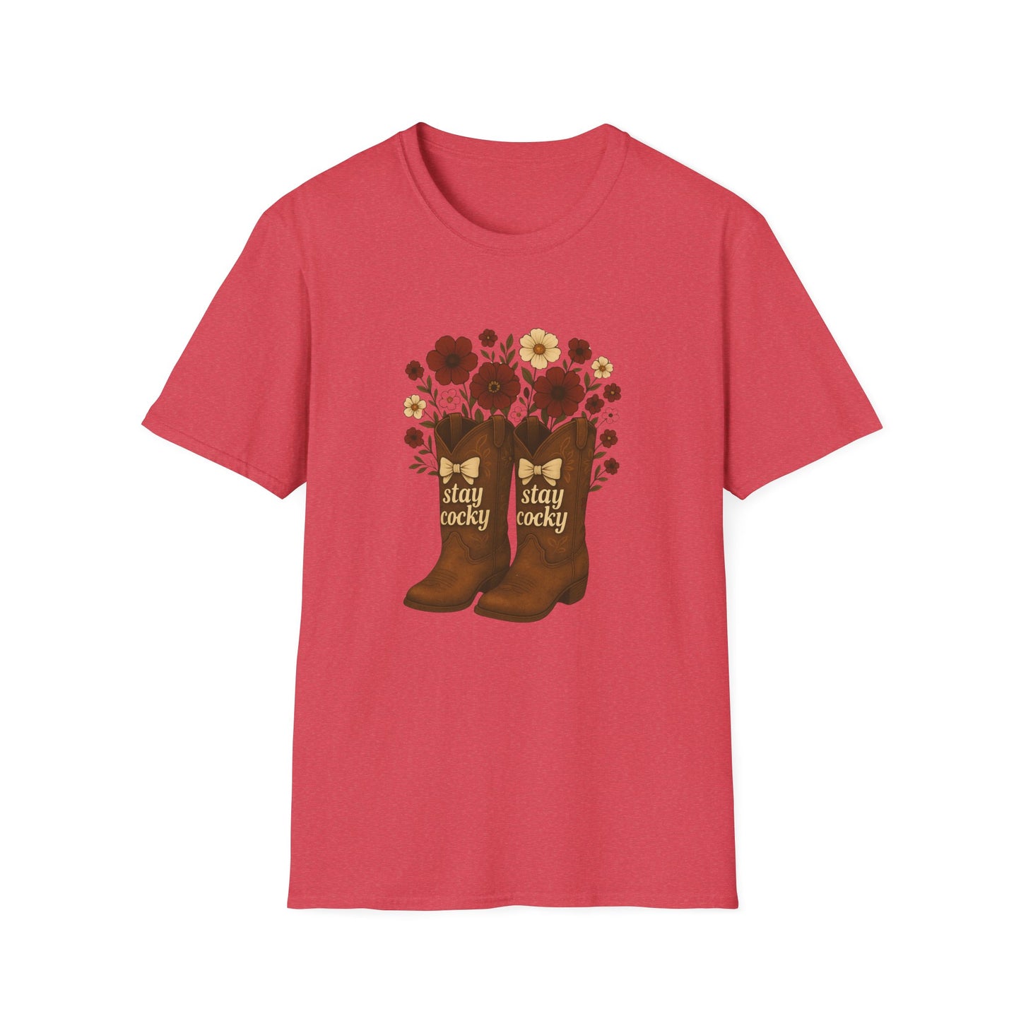 Sc stay cocky coquette t-shirt, Lucky Cowboy Boots T-Shirt, Country Style Tee, Floral Graphic Shirt, Gift for sc fan, go gamecocks, sc game day, graduation gift, college student gift