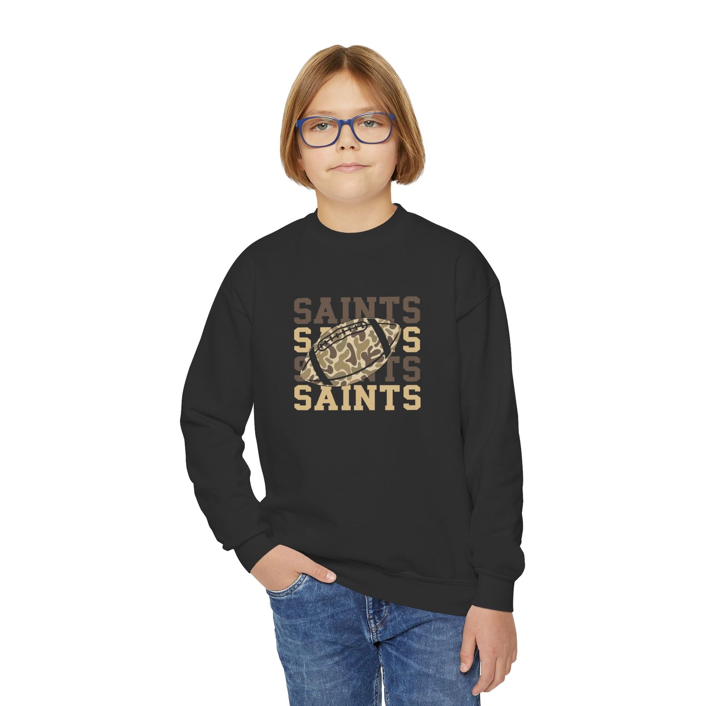 Youth Saints Crewneck Sweatshirt, Cozy Youth Sweatshirt, Sports Team Apparel, Perfect for Game Day, Gift for Young Fans