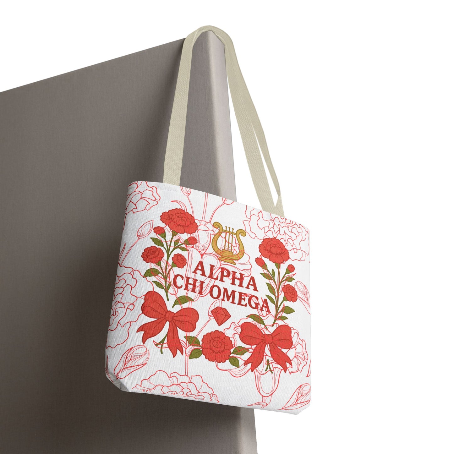 Floral Sorority Alpha Chi Omega Tote Bag, College Essentials, Gift for Sorority Sisters, Eco-Friendly Shopping Tote, Alpha Chi Omega Apparel