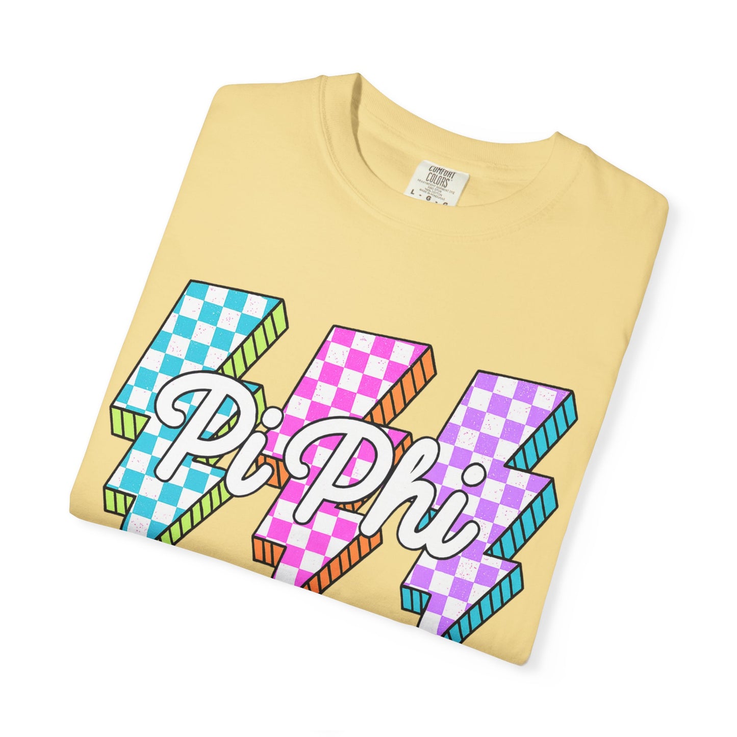 PB Phi Lightning Bolt Unisex T-shirt | Vibrant Greek Life Apparel, Unique Gift for Sorority Sisters, Casual Wear, Celebrating Sisterhood