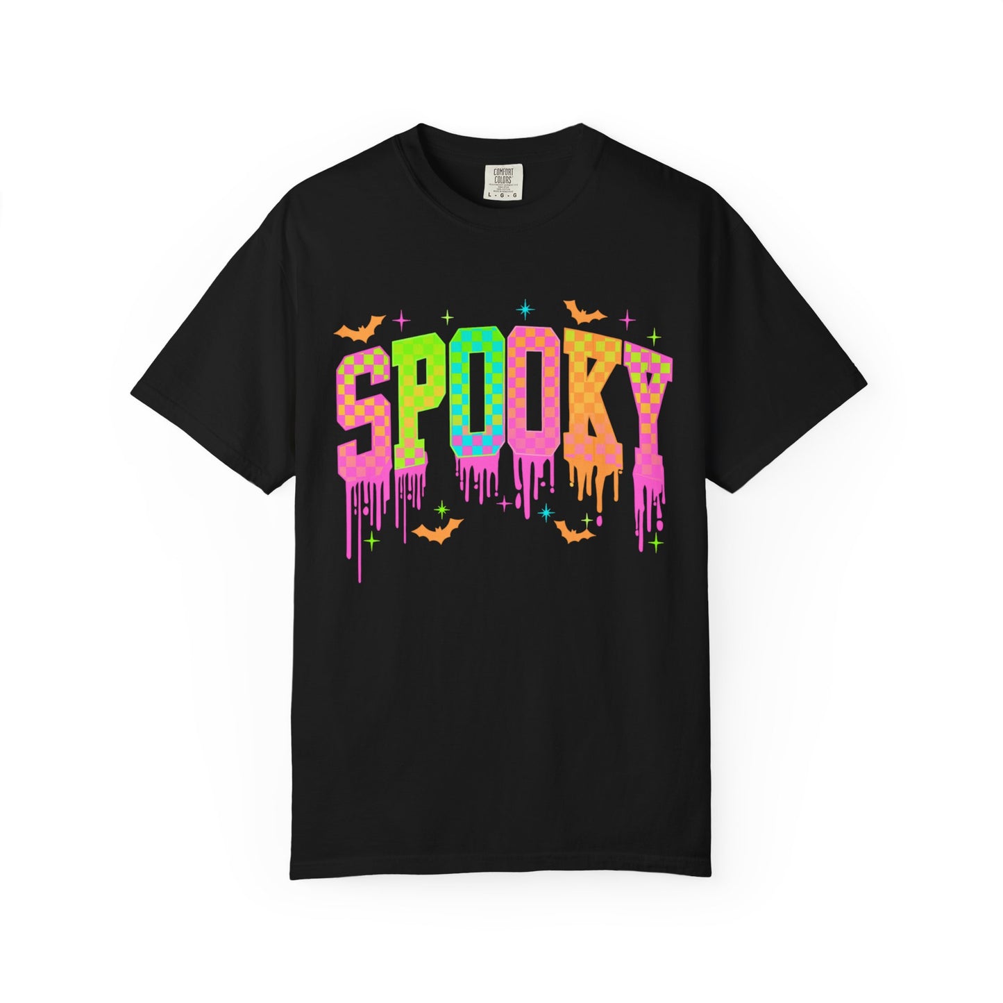 Colorful Neon Checkered Spooky T-Shirt