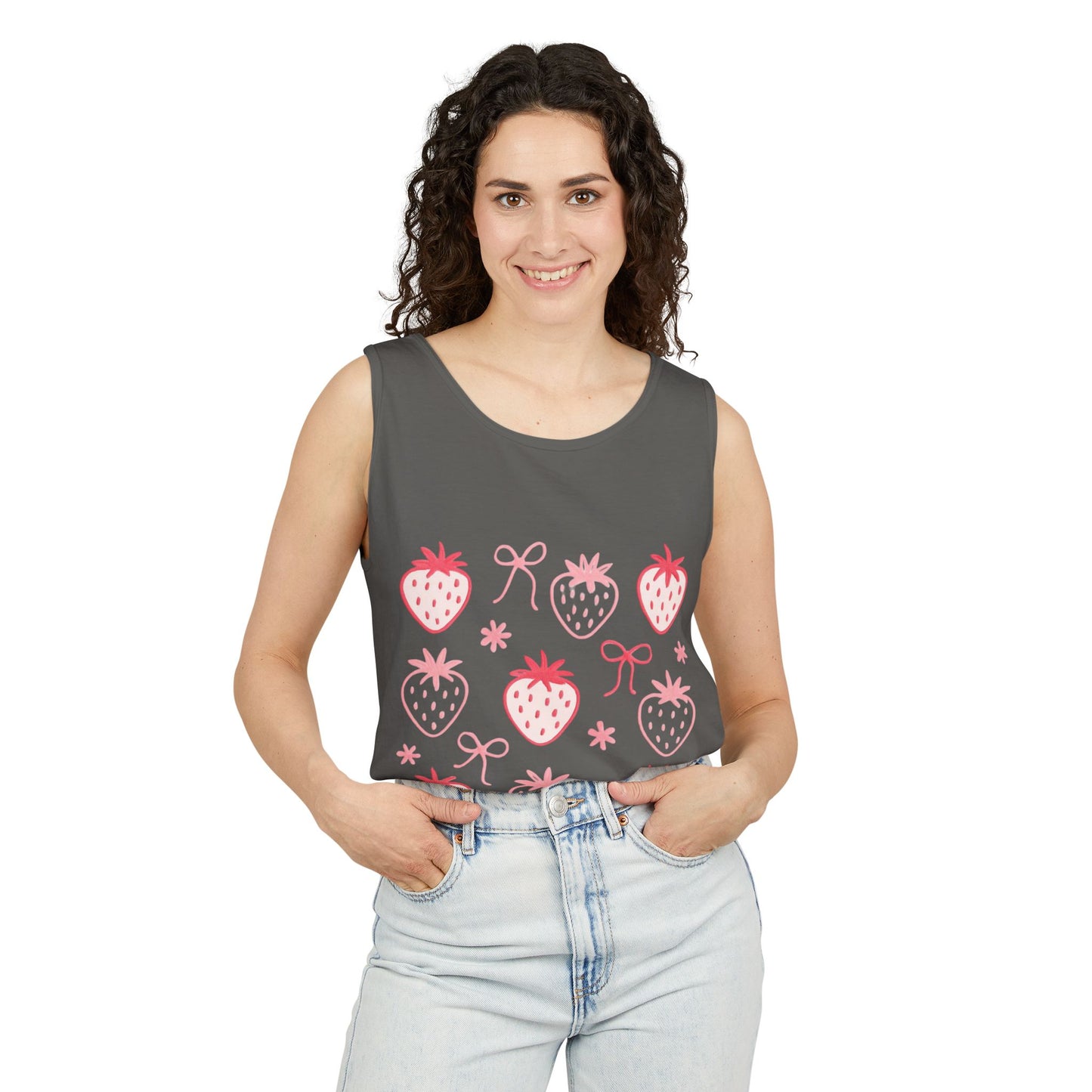 Strawberry Print Tank Top - Summer Vibes Beachwear