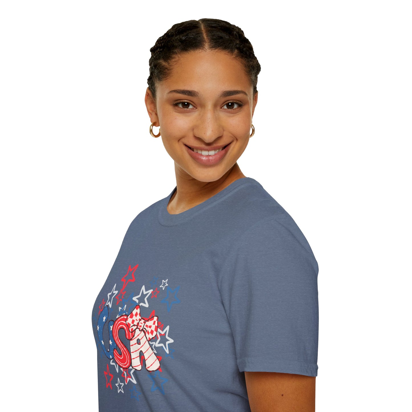 Patriotic Unisex T-Shirt for Independence Day, July 4th Celebration, Star-Patterned Tee, USA Graphic Top, Casual American Apparel