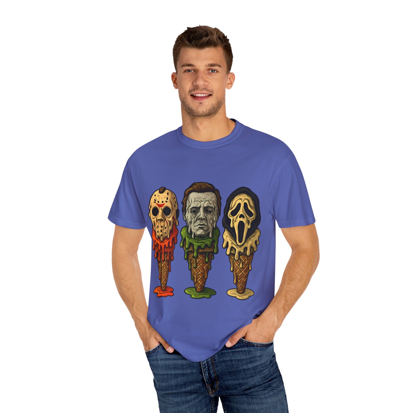 Halloween Horror Movie T-Shirt with Iconic Characters, Unisex Casual Tee for Gifting, Summer Fun, Halloween Costume, Movie Lovers