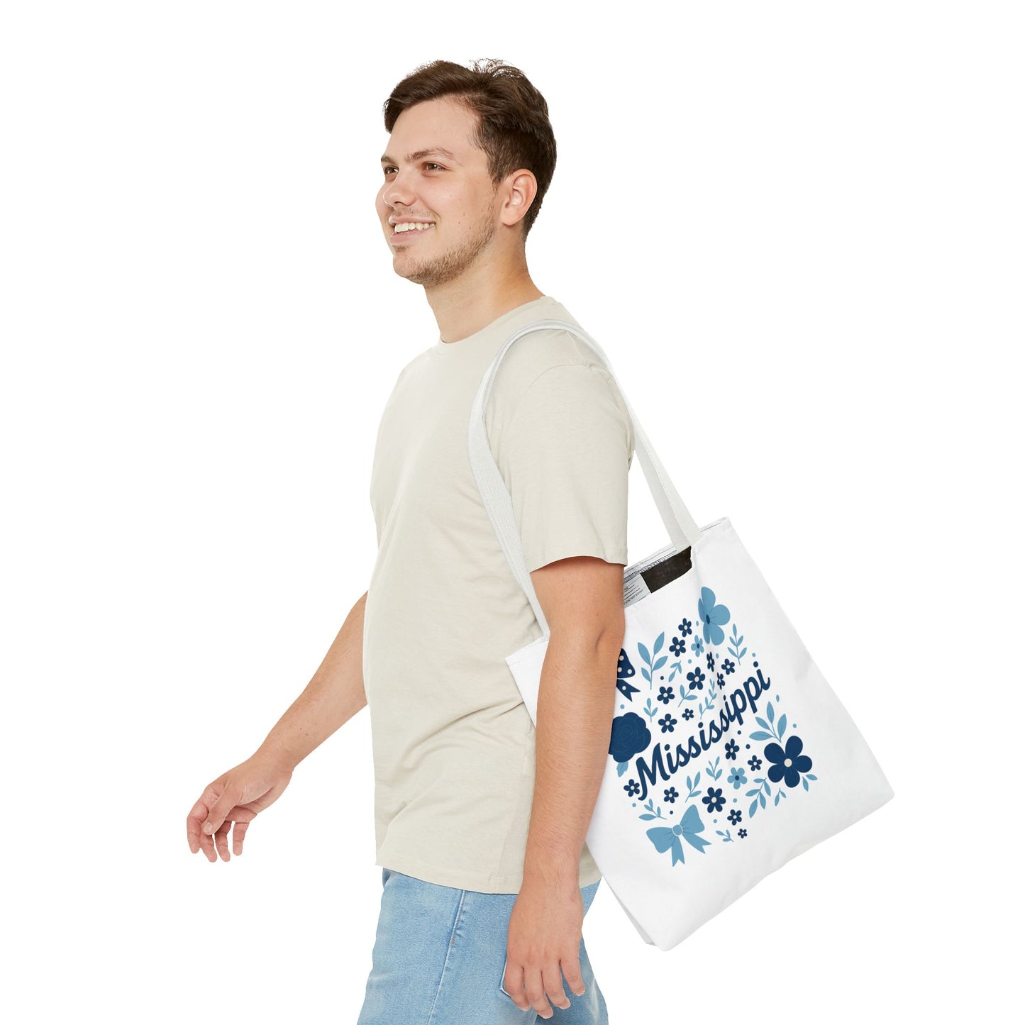Floral Mississippi Tote Bag | Eco-Friendly Shopping Bag, Beach Tote, Gift for Her, Travel Companion, Custom Flower Design