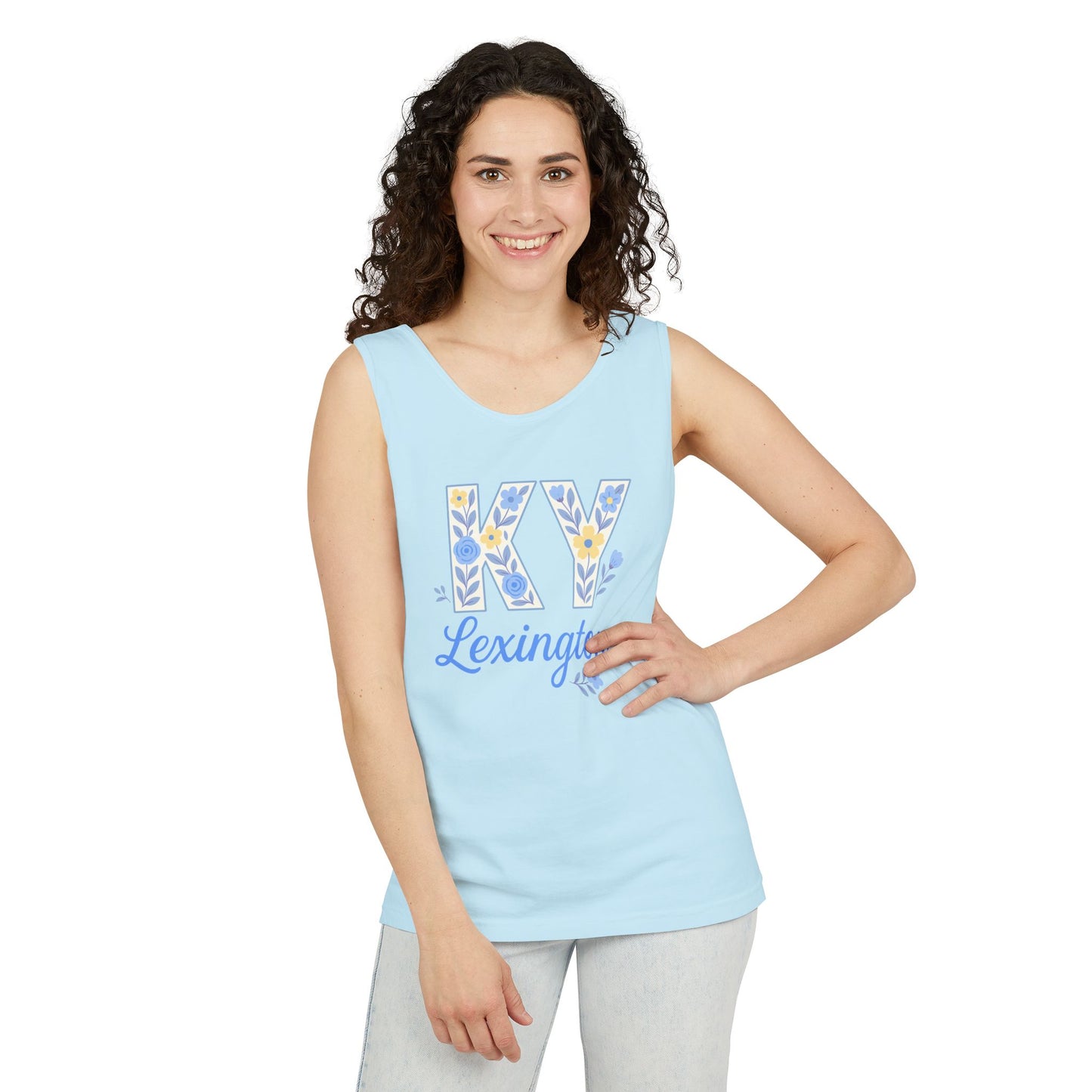 Kentucky Floral Letter Tank Top, Summer Tank, Cute Souvenir, Unisex Summer Apparel, Gift for Her, Comfort Colors, Graduation Gift