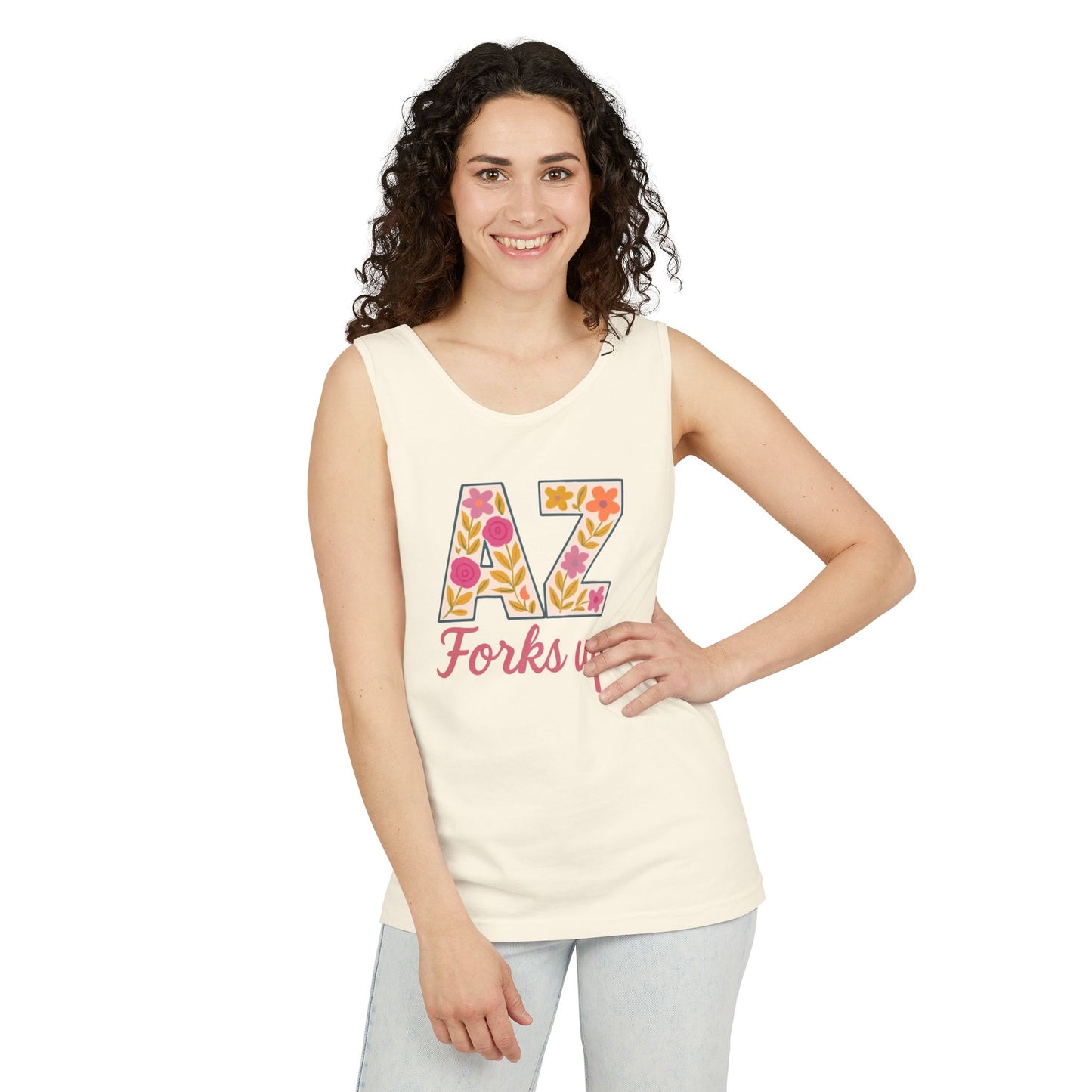 AZ Tank Top - AZ Forks Up Apparel, Summer Wear, Vacation Top, Travel Essentials, Gifts for Arizonans, Sun devils, comfort colors, graduation gift