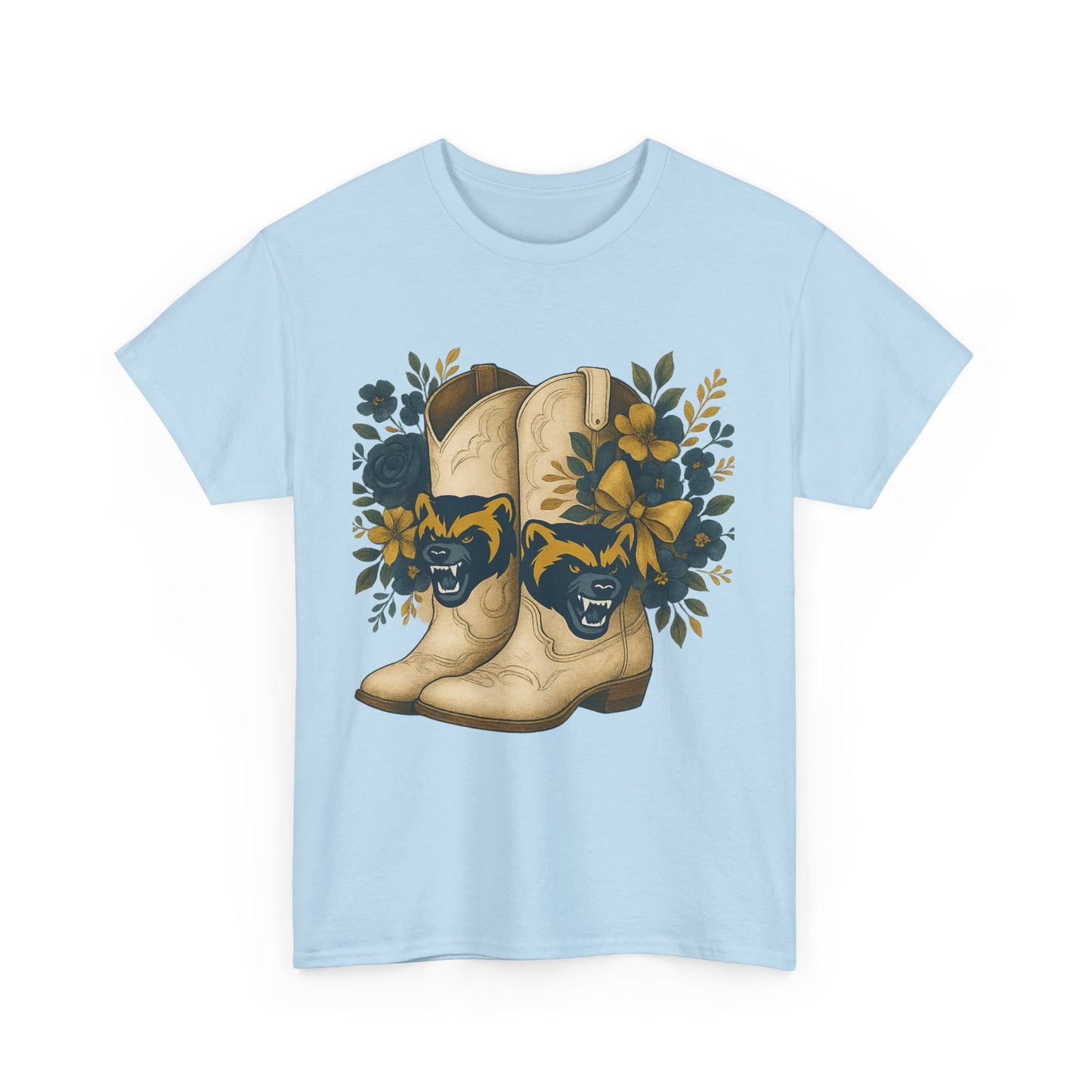 Graphic Tee - Michigan Wolverines Maize and Blue Country Chic Floral Cowboy Boots Vintage Style Shirt