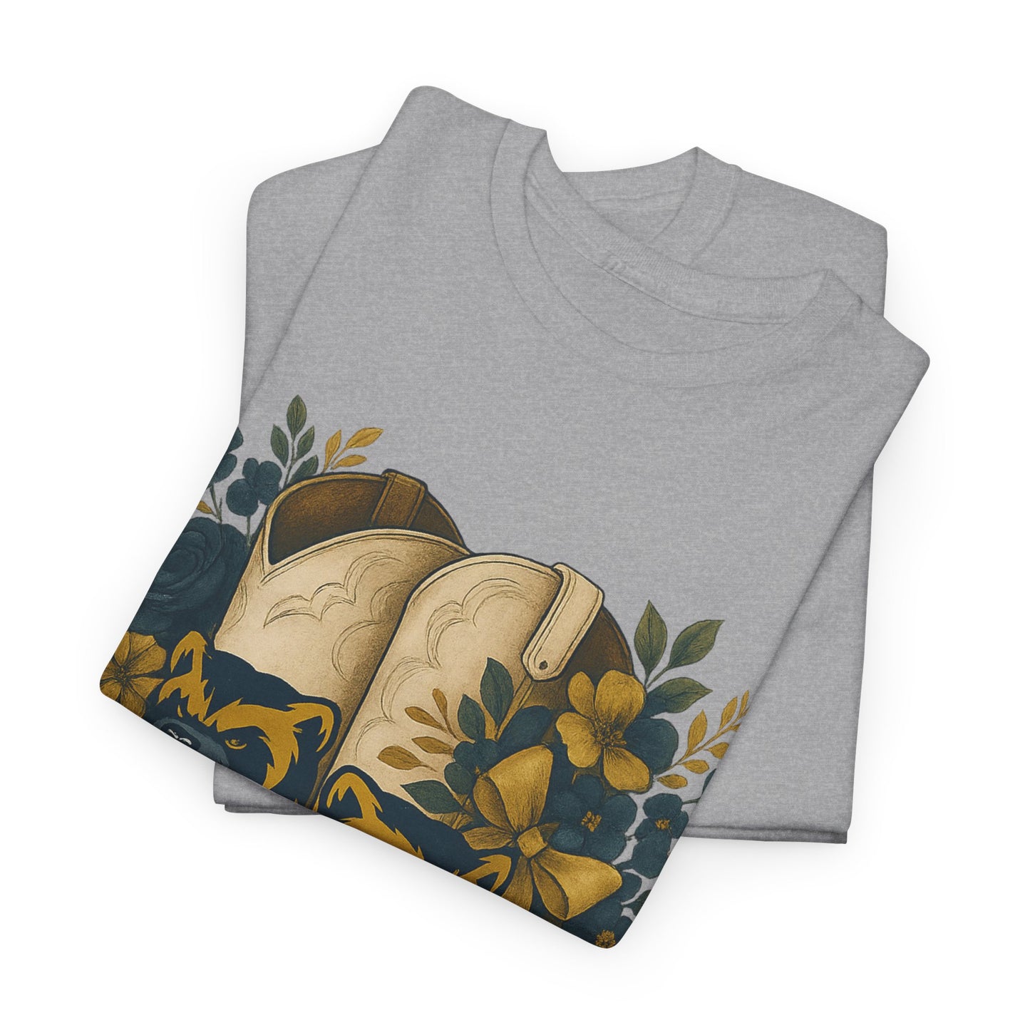 Graphic Tee - Michigan Wolverines Maize and Blue Country Chic Floral Cowboy Boots Vintage Style Shirt