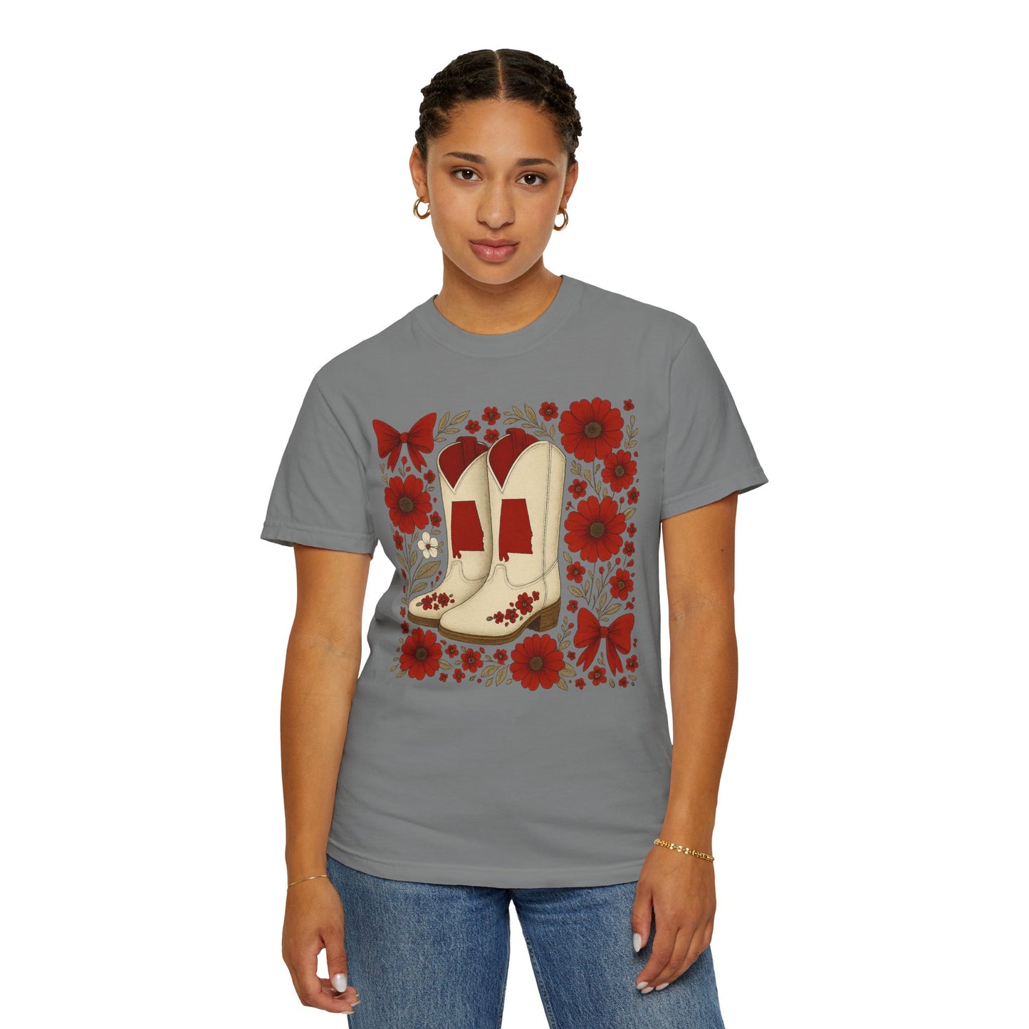 Vintage Cowboy Boots Floral Unisex T-shirt - Alabama Fan, Bama Game Day