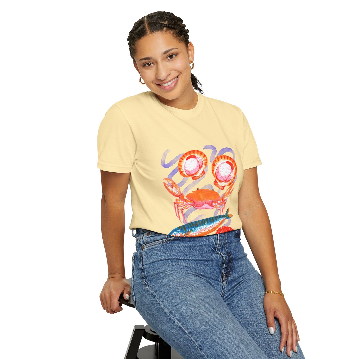 Retro Seafood Graphic T-Shirt - Fresh Catch Comfort Colors Tee
