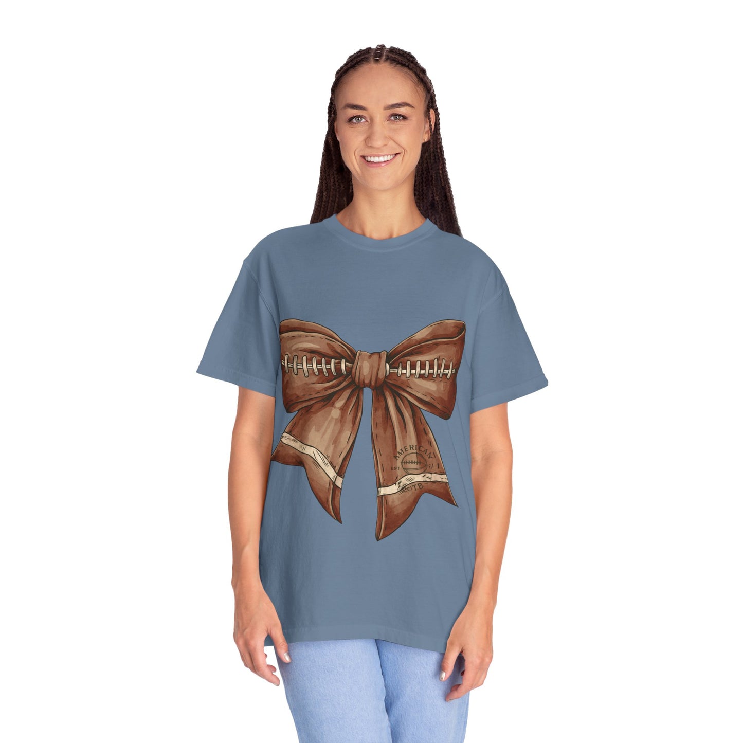 Football Bow T-Shirt: Unisex Casual Wear for Game Day Apparel