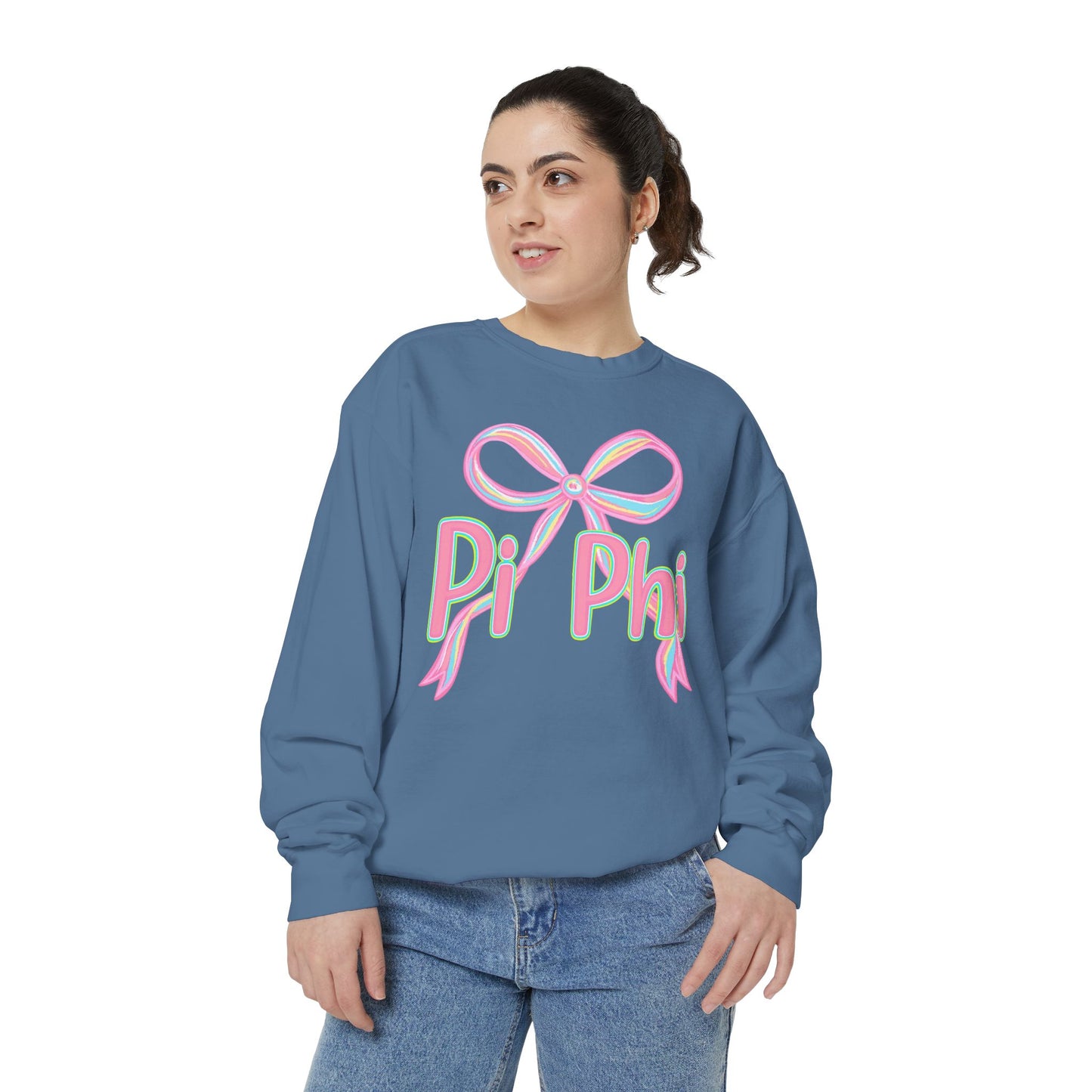 PiPhi Bow Unisex Sweatshirt, Cute Sorority Apparel, Comfortable Sweatshirt, Gift for Sorority Sisters, Soft Fashion Essentials