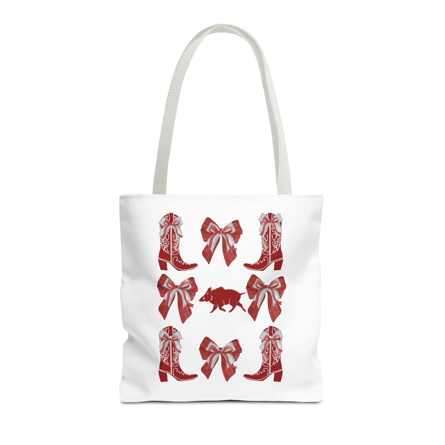 Arkansas Coquette Bow Chic Tote Bag - Stylish Carryall for Cowgirls, Woo Pig Gifts, AR Razorback Fan Gift, Arkansas Game Day Tote, Graduation Gift, Arkansas Alumni