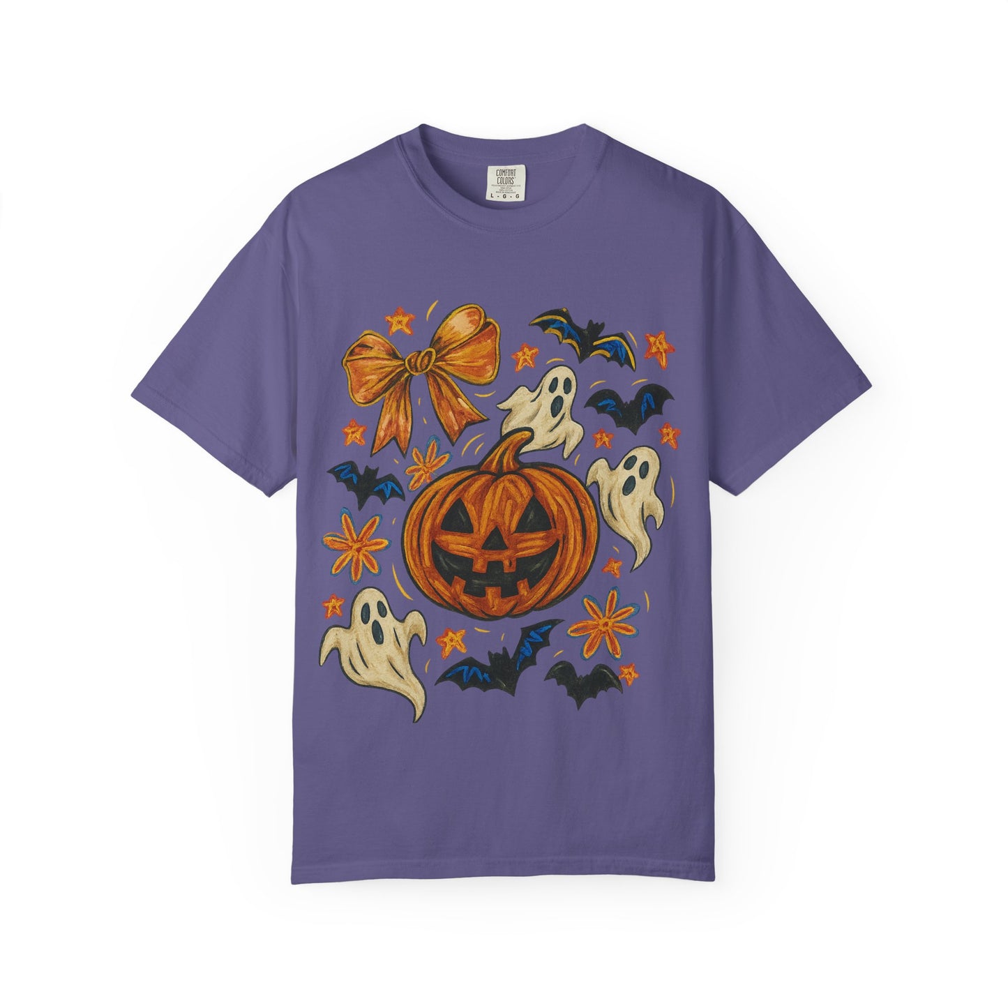 Halloween Ghost & Pumpkin T-shirt, Spooky Season Shirt, Fall Tee, Unisex Halloween Apparel, Ghostly Graphic Tee, Pumpkin Graphic Shirt