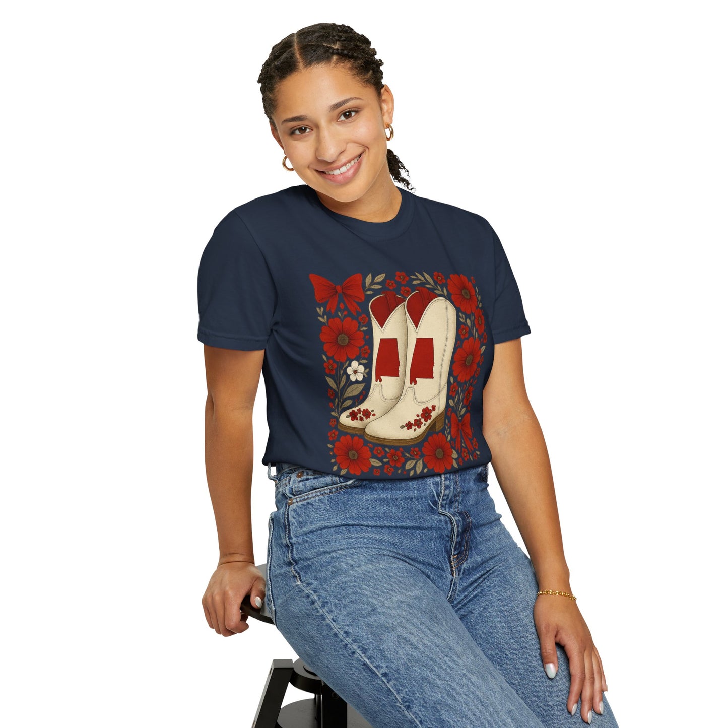 Vintage Cowboy Boots Floral Unisex T-shirt - Alabama Fan, Bama Game Day