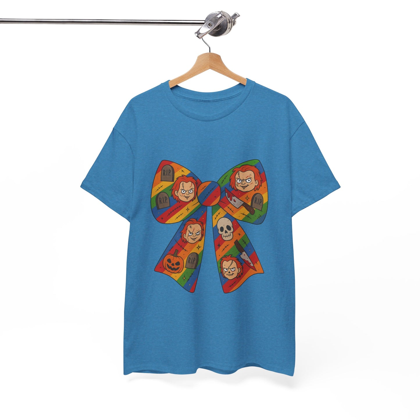 Colorful Halloween Bow Tee, Fun Costume T-Shirt, Halloween Party Shirt, Unisex Graphic Tee, Cozy Everyday Wear, Unique Gift Idea