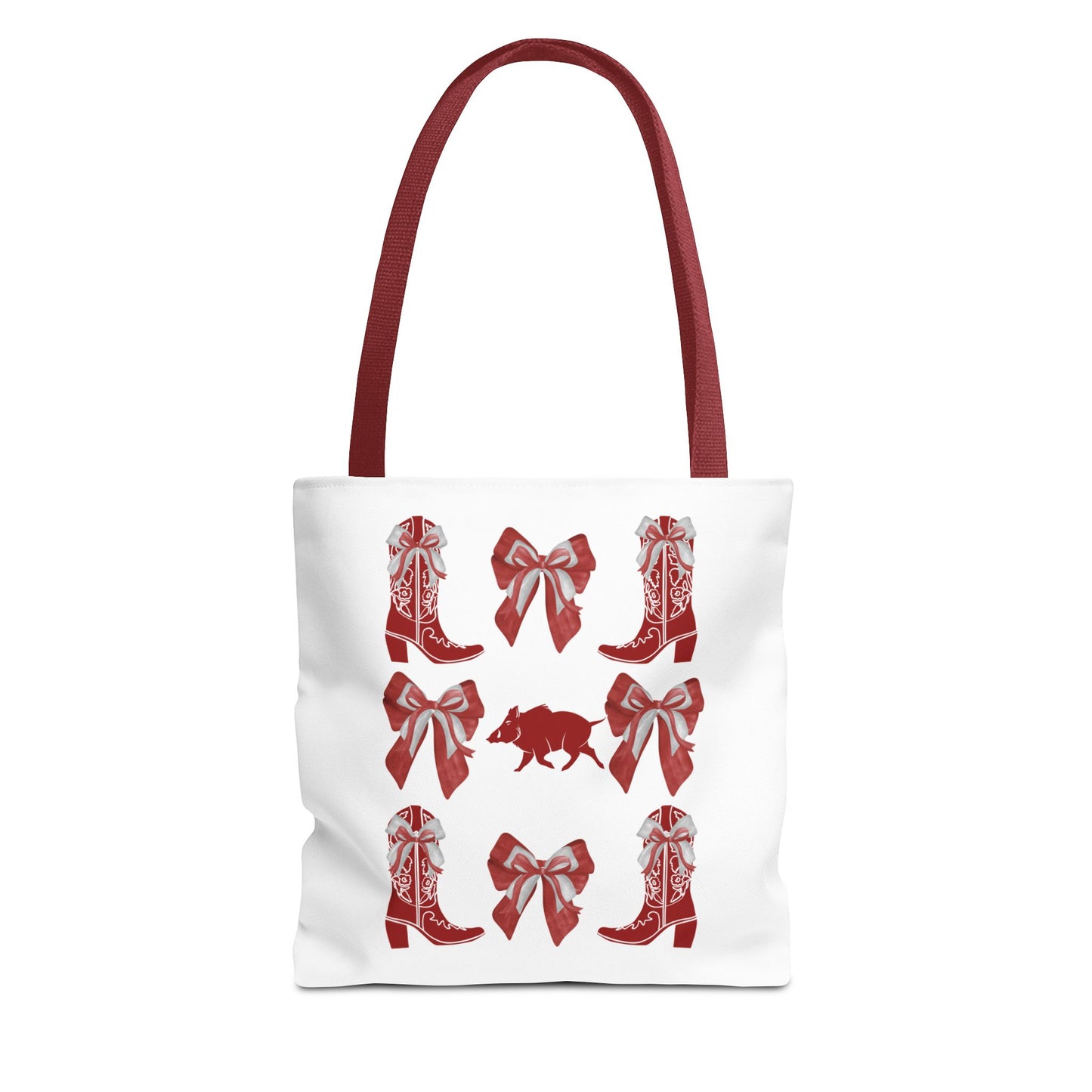 Arkansas Coquette Bow Chic Tote Bag - Stylish Carryall for Cowgirls, Woo Pig Gifts, AR Razorback Fan Gift, Arkansas Game Day Tote, Graduation Gift, Arkansas Alumni