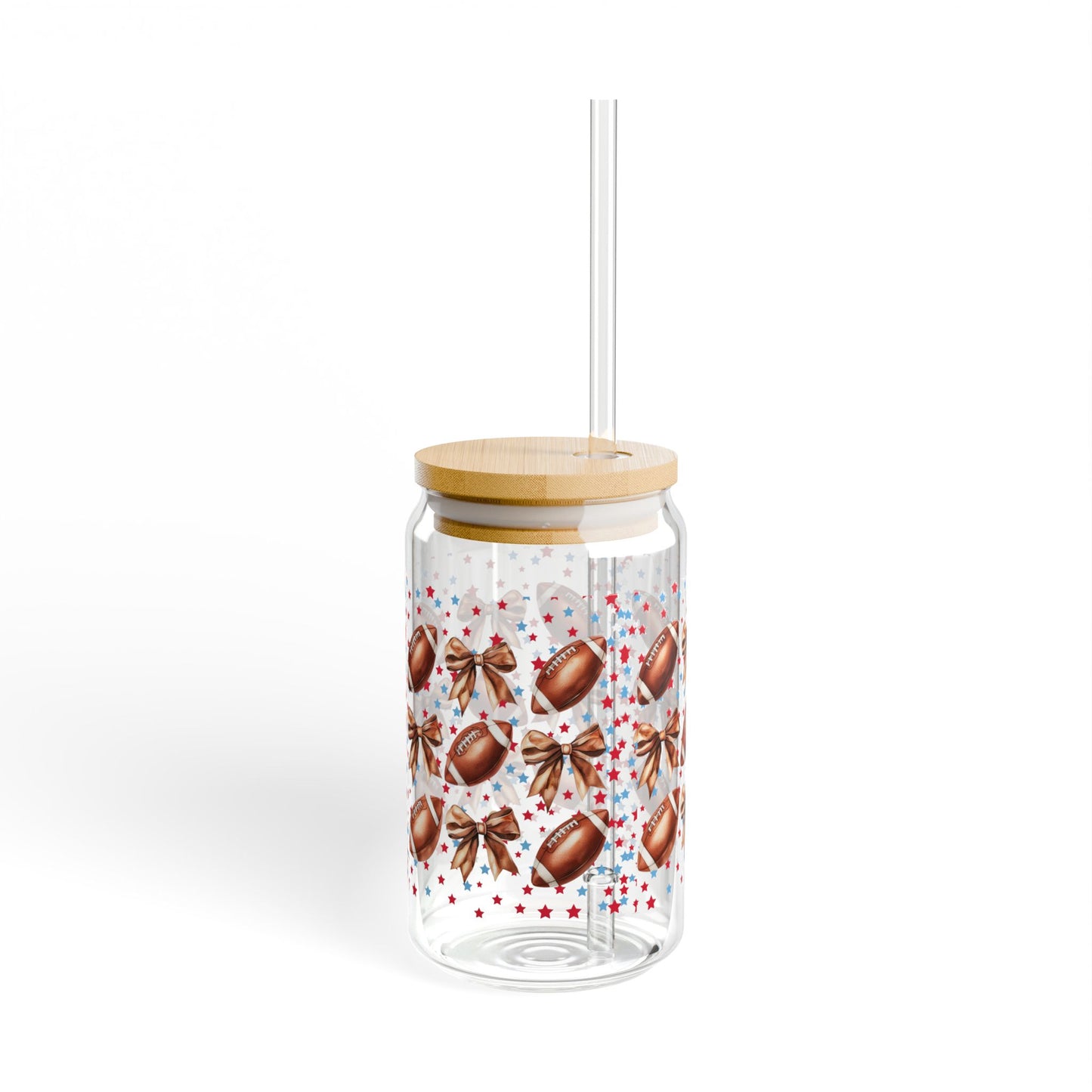 Football-Themed Sipper Glass, 16oz | Perfect for Game Day, Sports Parties, Tailgating, & Outdoor Events