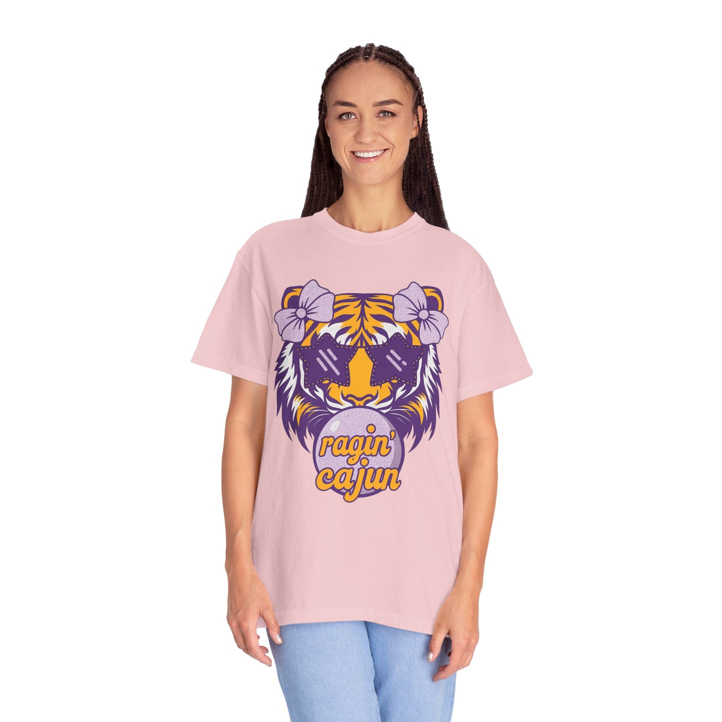 Ragin Cajun Bow Bubble Tiger T-Shirt - Casual Wear and Gift for Animal Lovers