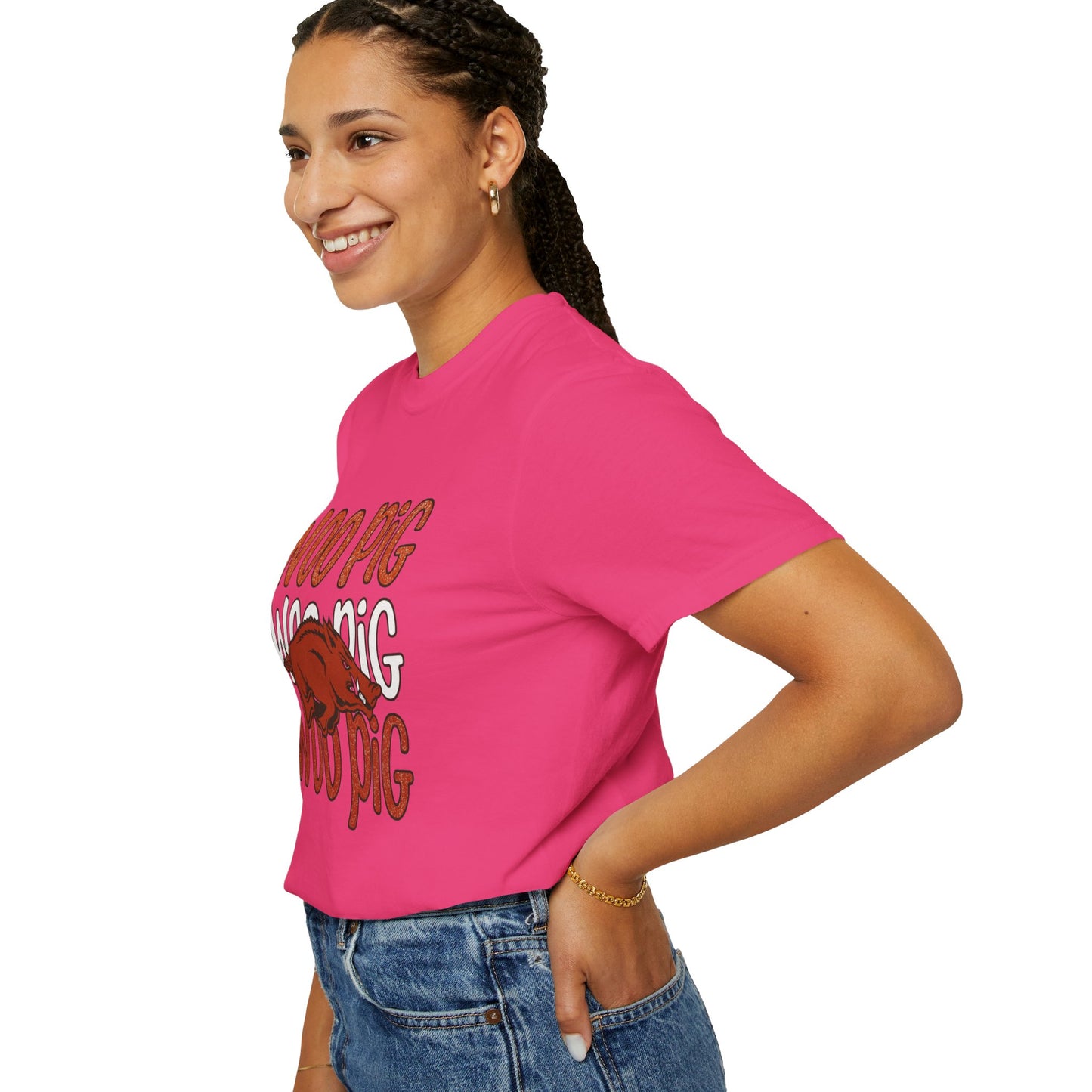 Woo Pig Garment-Dyed T-Shirt, Unisex Tee, Arkansas Pride Shirt, Casual Everyday Wear, College Game Day Tee, Fun Graphic Tee