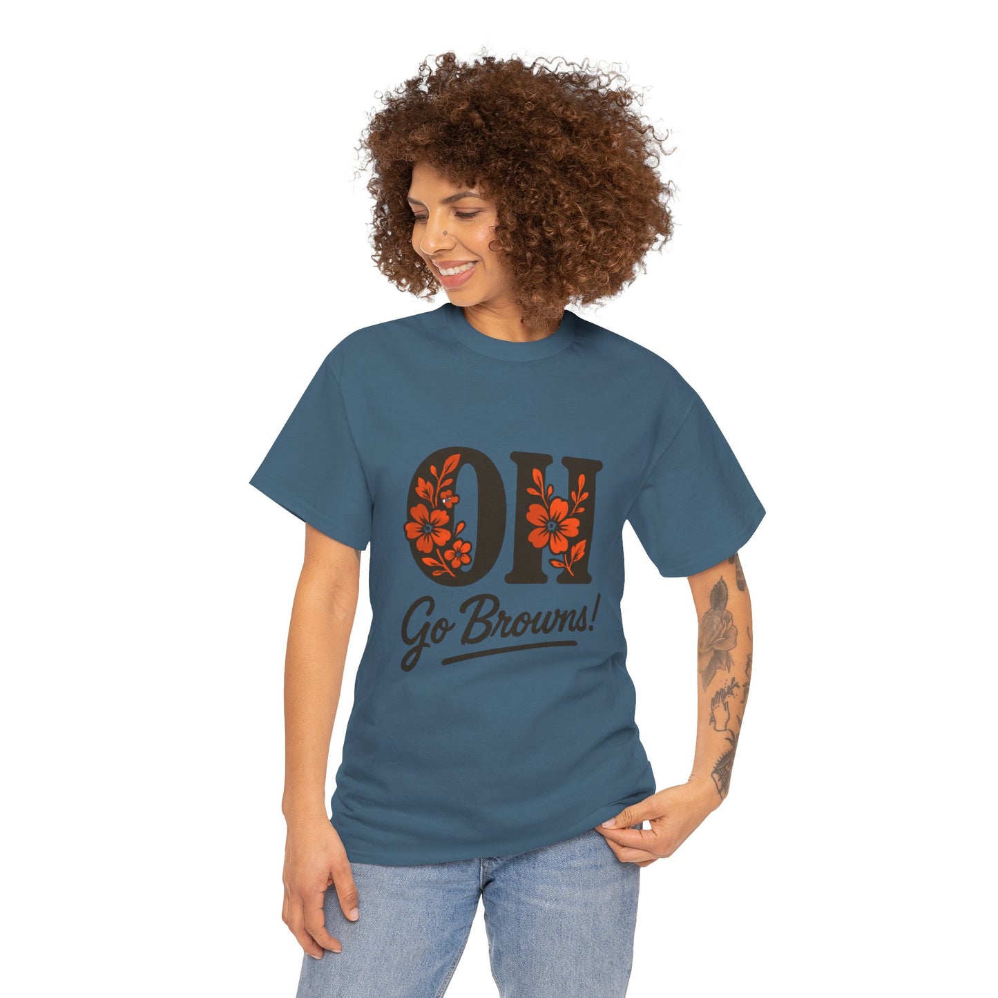 OH Go Browns Floral Unisex Tee, Fan Apparel, Game Day Shirt, Casual Wear, Gift for Sports Lovers