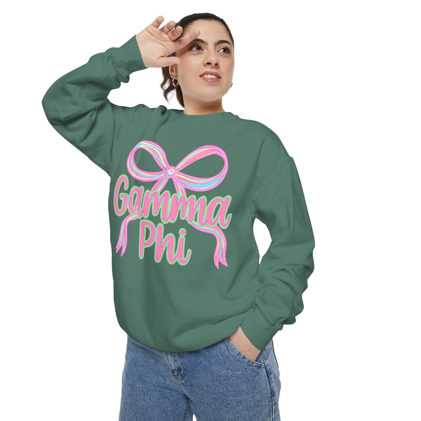 GammaPhi Garment-Dyed Sweatshirt | Cozy Sorority Sweatshirt, Unisex Apparel, Sorority Gift, Casual Wear, College Spirit Wear