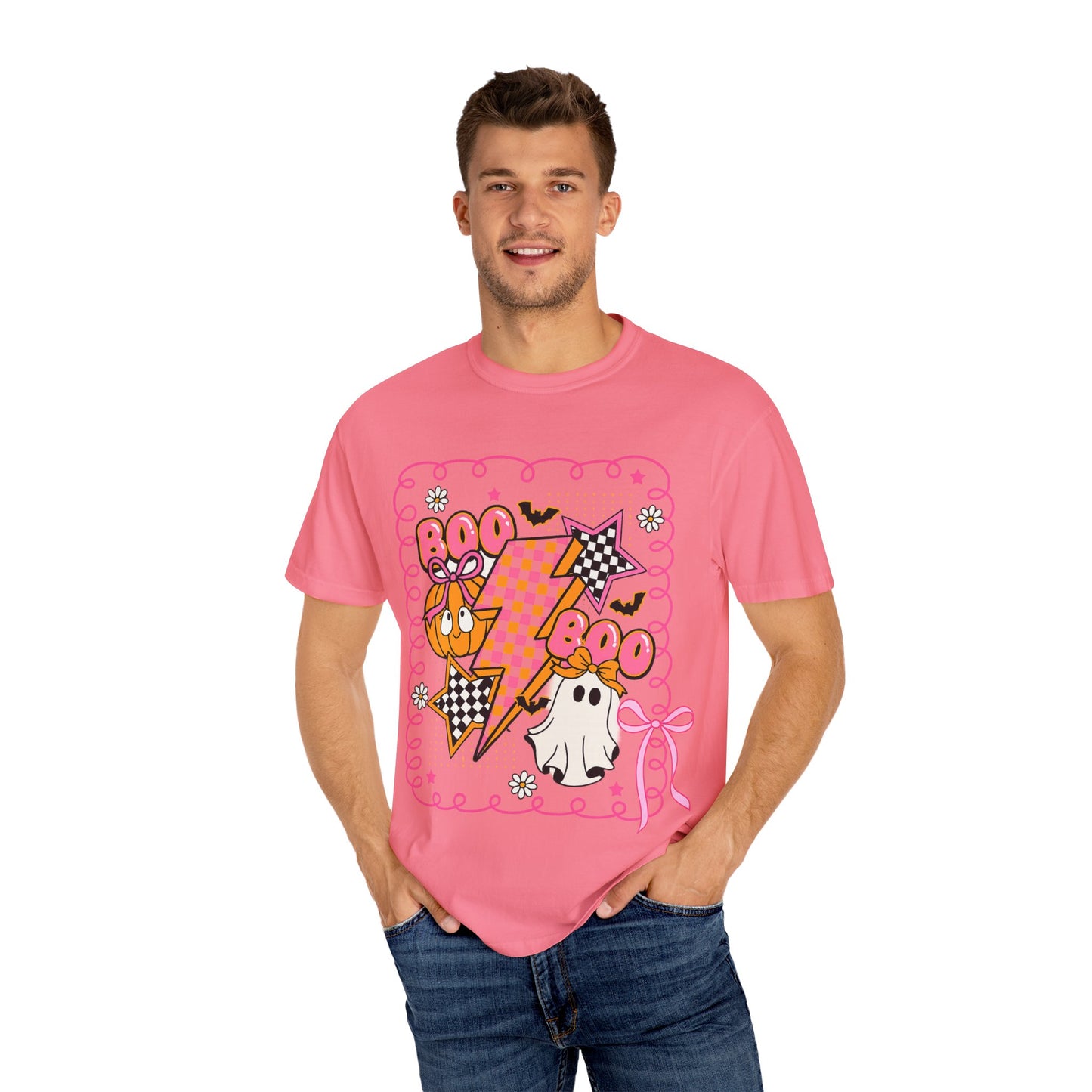 Retro Design Orange & Pink Unisex Halloween T-Shirt
