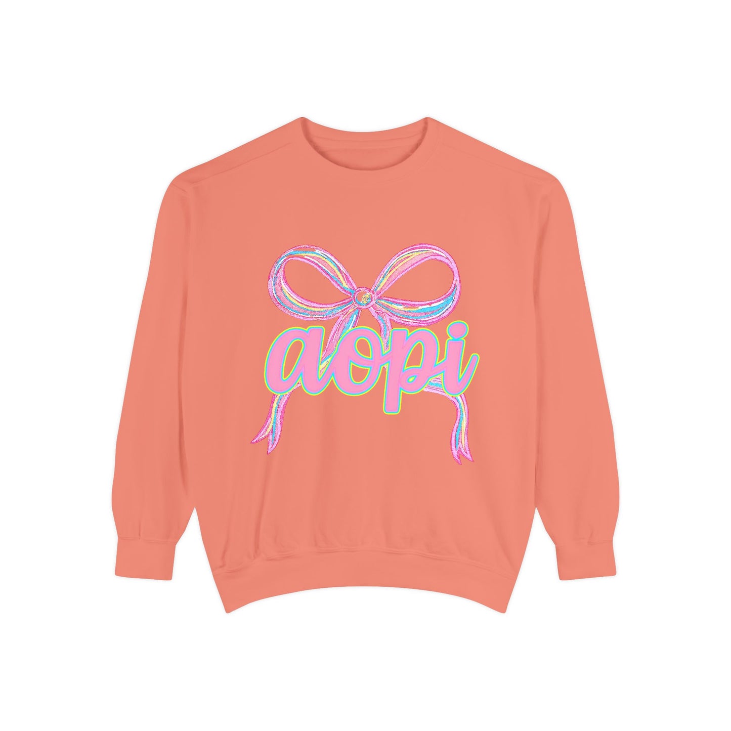 Pastel Bow Sweatshirt with aopi Design, Cozy Unisex Sweatshirt, Gift for Sorority Sisters, Casual Chic Apparel, Best Friend Outfit