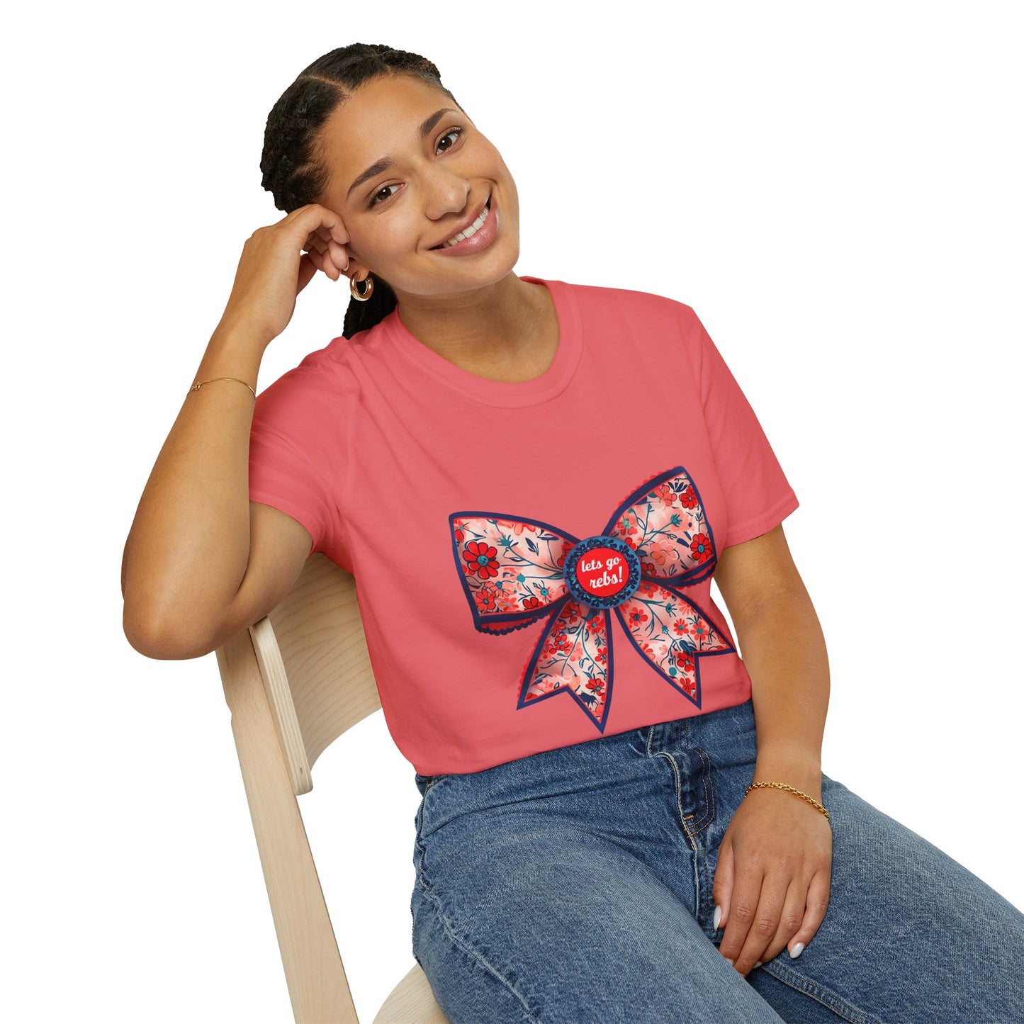 Go rebs coquette bow, Floral Bow T-Shirt | Gift for Her, Casual Wear, Birthday Party, Spring Fashion, Cute Graphic Tee