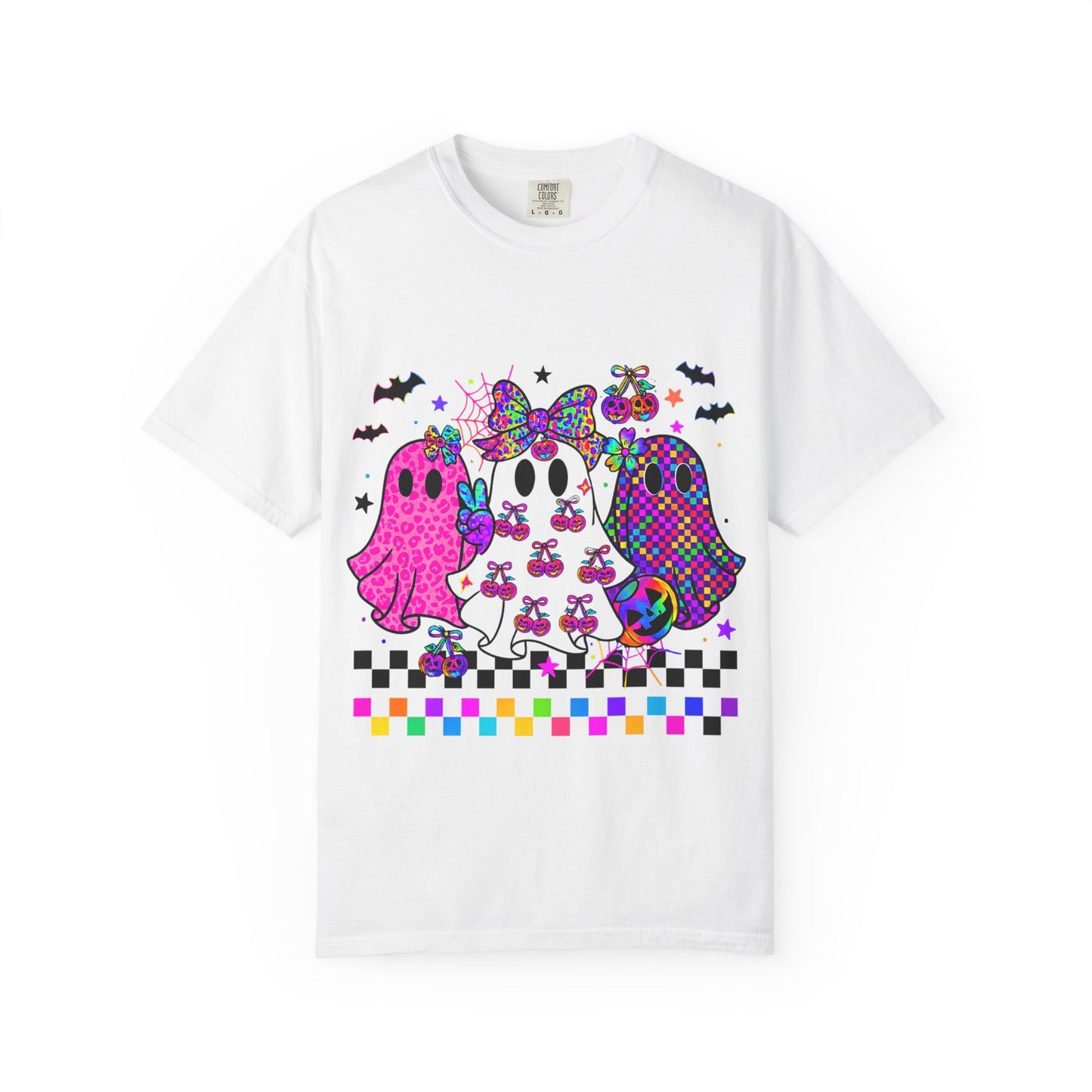 Colorful Ghost-Themed Unisex T-Shirt, Spooky Tee, Halloween Apparel, Festival Shirt, Gift for Ghost Lovers, Fun Casual Wear