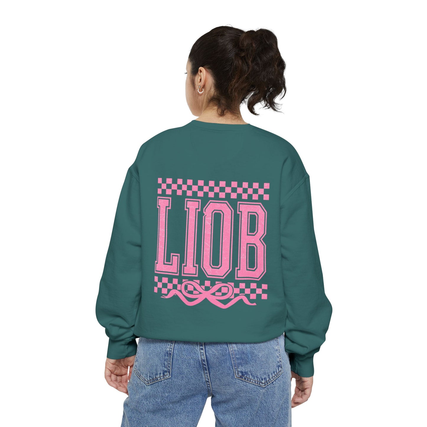 Cozy Garment-Dyed Sweatshirt with 'LIOB' Design | Casual Wear, Gift for Friends, Birthday, Celebrations, Loungewear