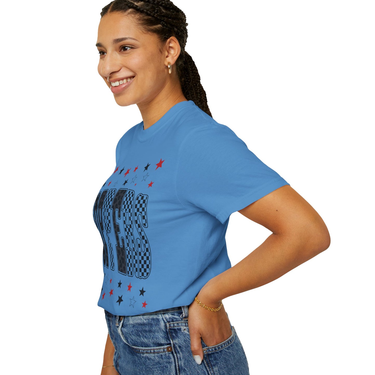 Topper Star and Checker Pattern Graphic Tee