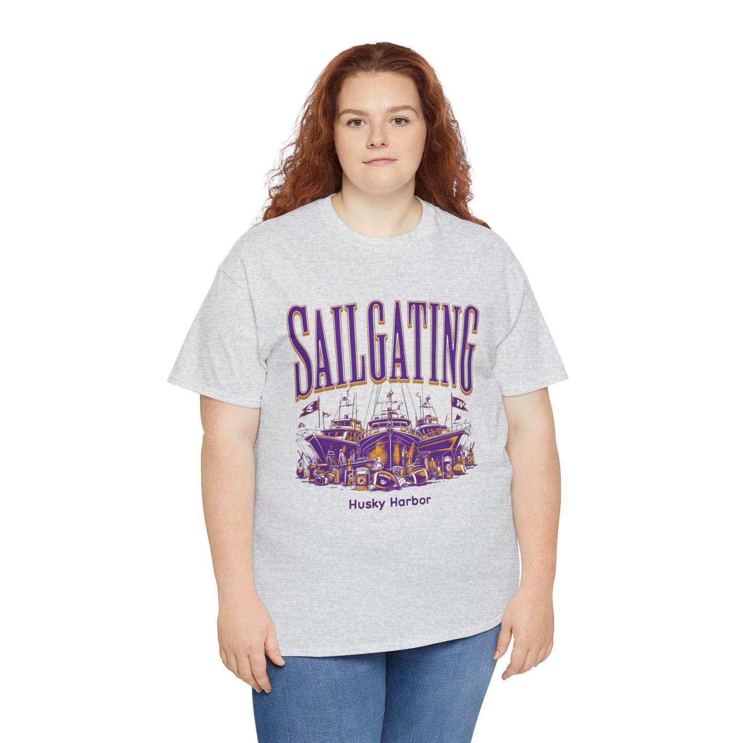 Sailgating Tee - Washington Huskies Unisex Heavy Cotton Shirt