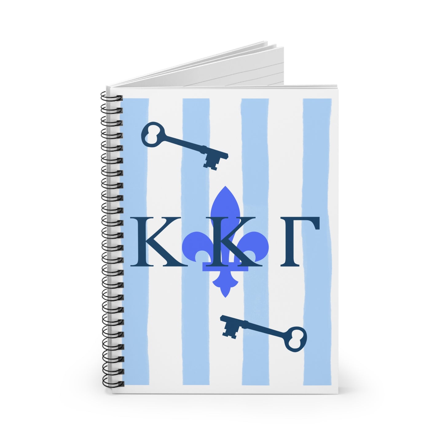 KKG Blue Key Fleur-de-lis Spiral Notebook - Perfect for Students, Journaling, Gift for Sorority Sisters, Academic Notes, KKG Merchandise