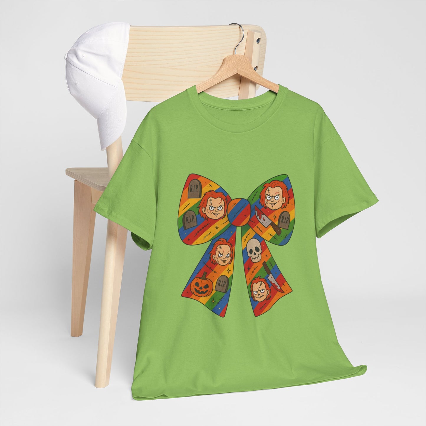 Colorful Halloween Bow Tee, Fun Costume T-Shirt, Halloween Party Shirt, Unisex Graphic Tee, Cozy Everyday Wear, Unique Gift Idea