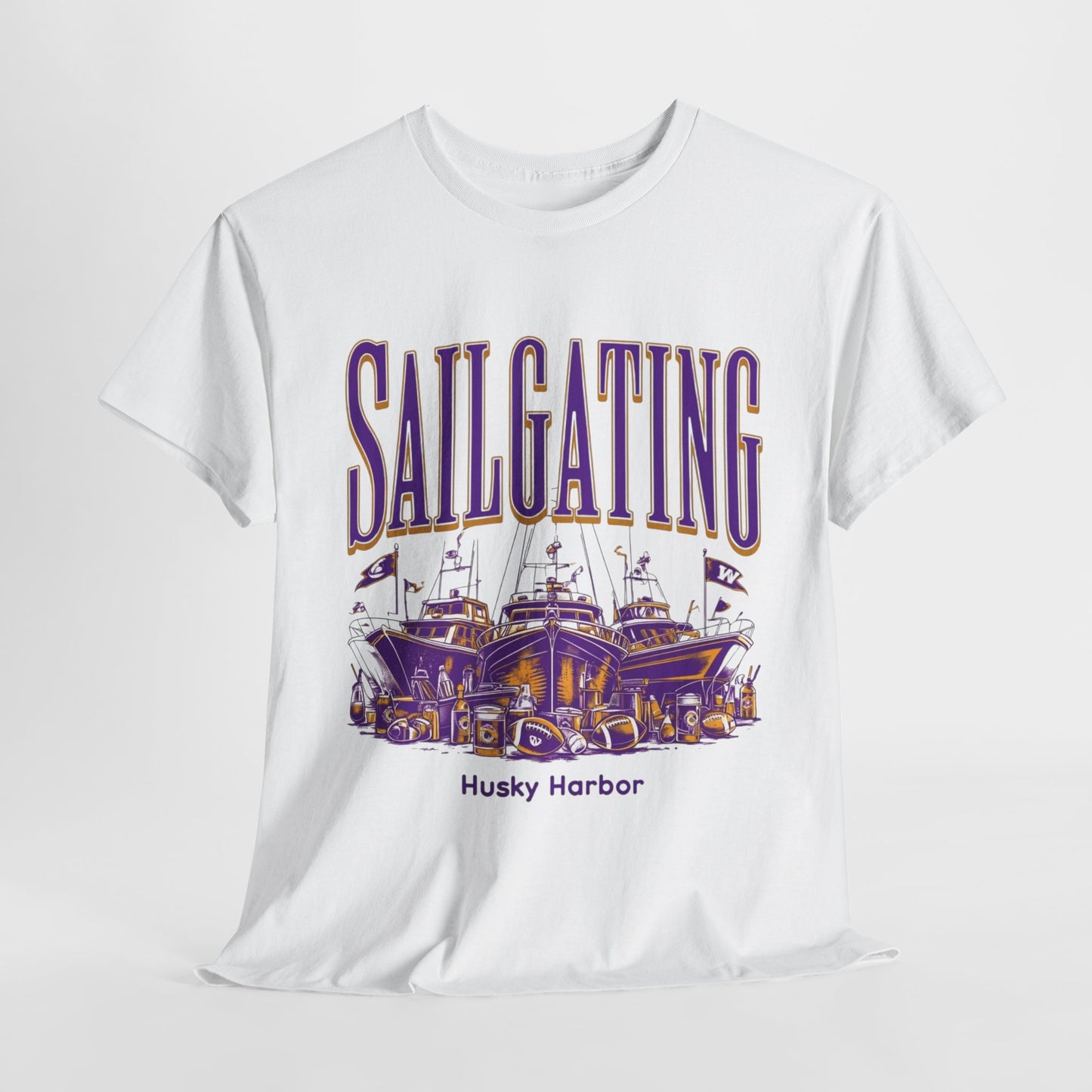 Sailgating Tee - Washington Huskies Unisex Heavy Cotton Shirt