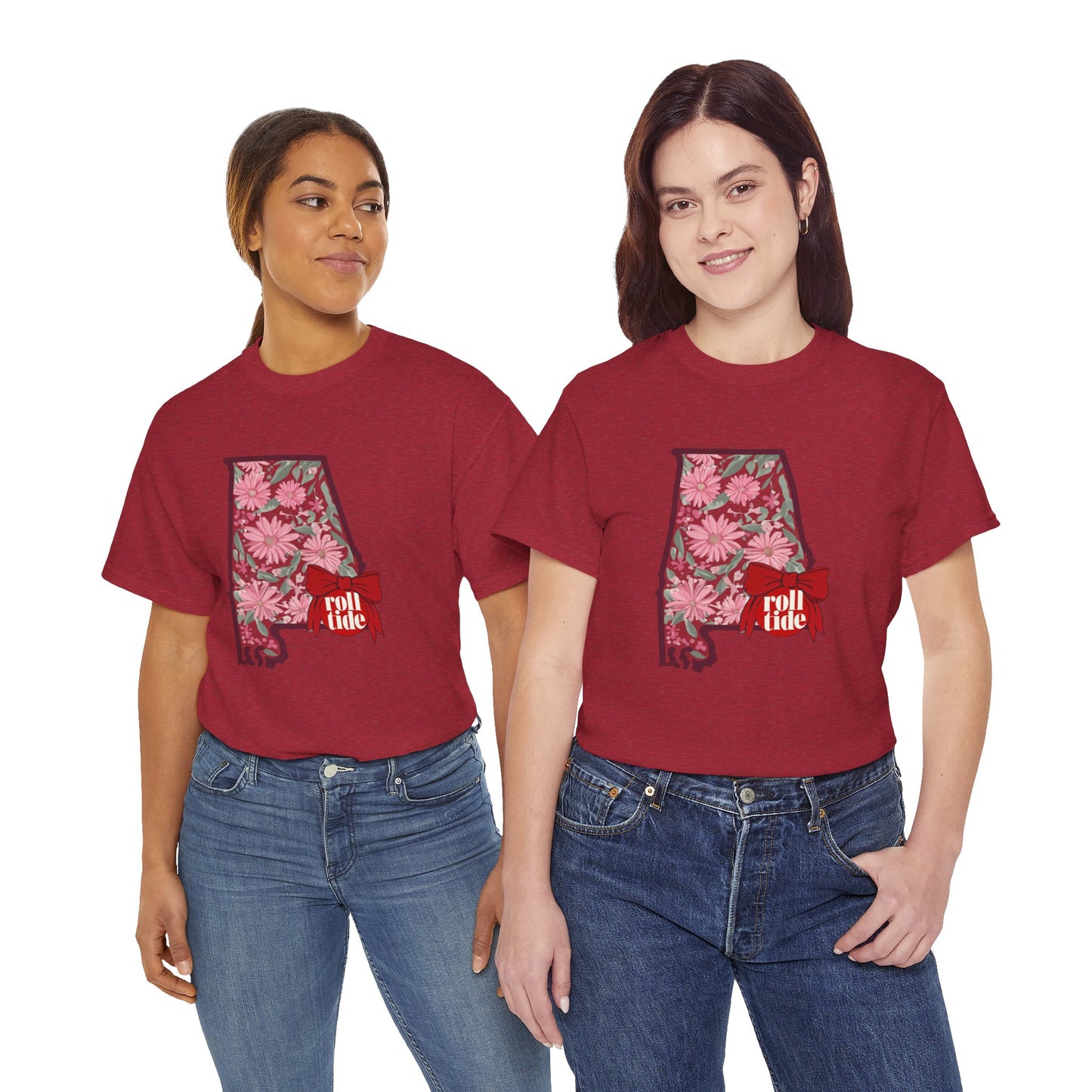 Floral Alabama Tee - Roll Tide Unisex Heavy Cotton T-Shirt, Casual Wear, Game Day Outfit, College Apparel, Southern Pride
