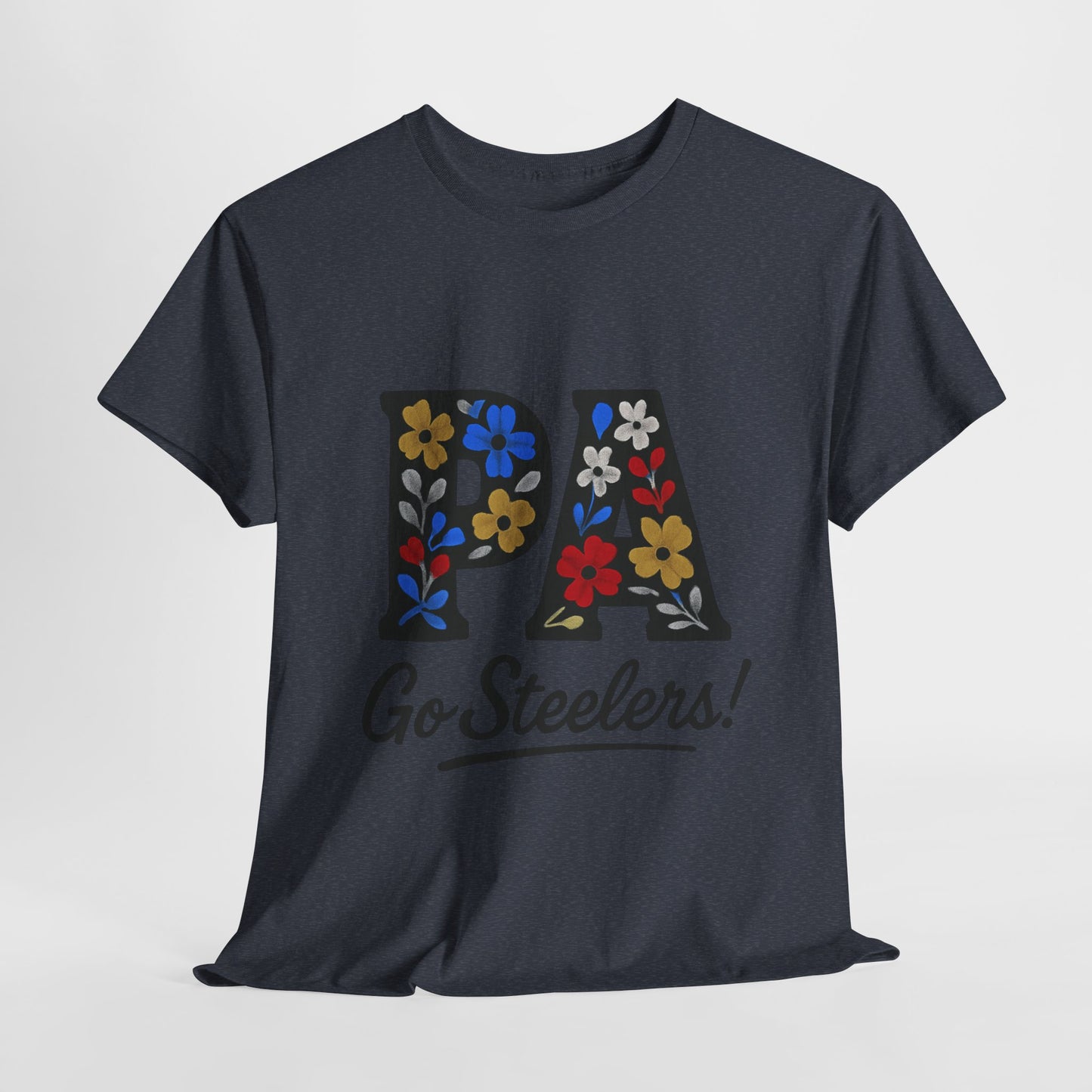 Sports Fan Tee - Floral PA Go Steelers Unisex Heavy Cotton Tee