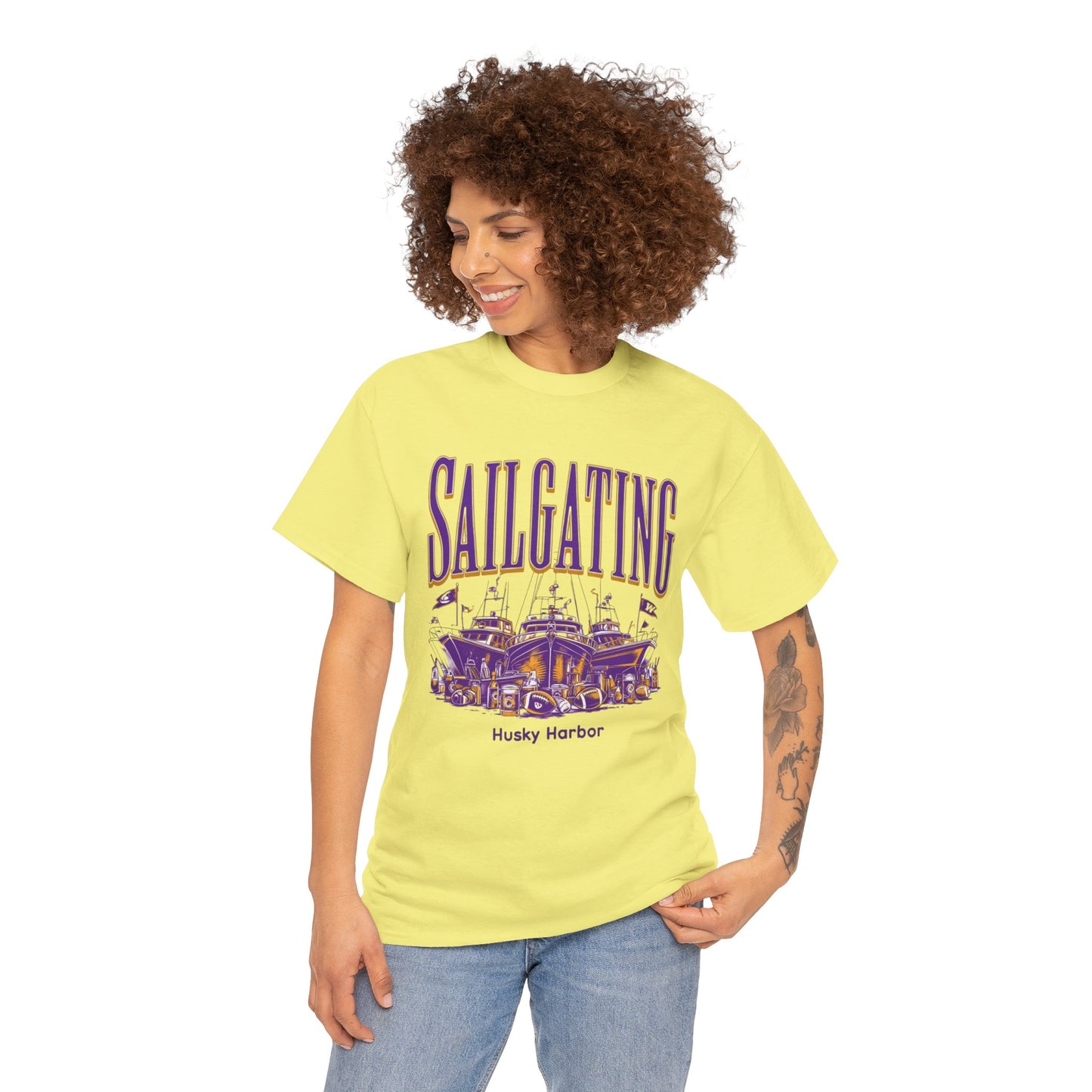 Sailgating Tee - Washington Huskies Unisex Heavy Cotton Shirt