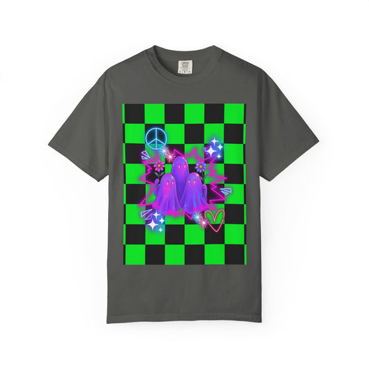 Vibrant Ghost Graphic Tee, Unisex T-shirt, Retro Vibe Shirt, Perfect for Halloween, Party Wear, Casual Style, Unique Gift