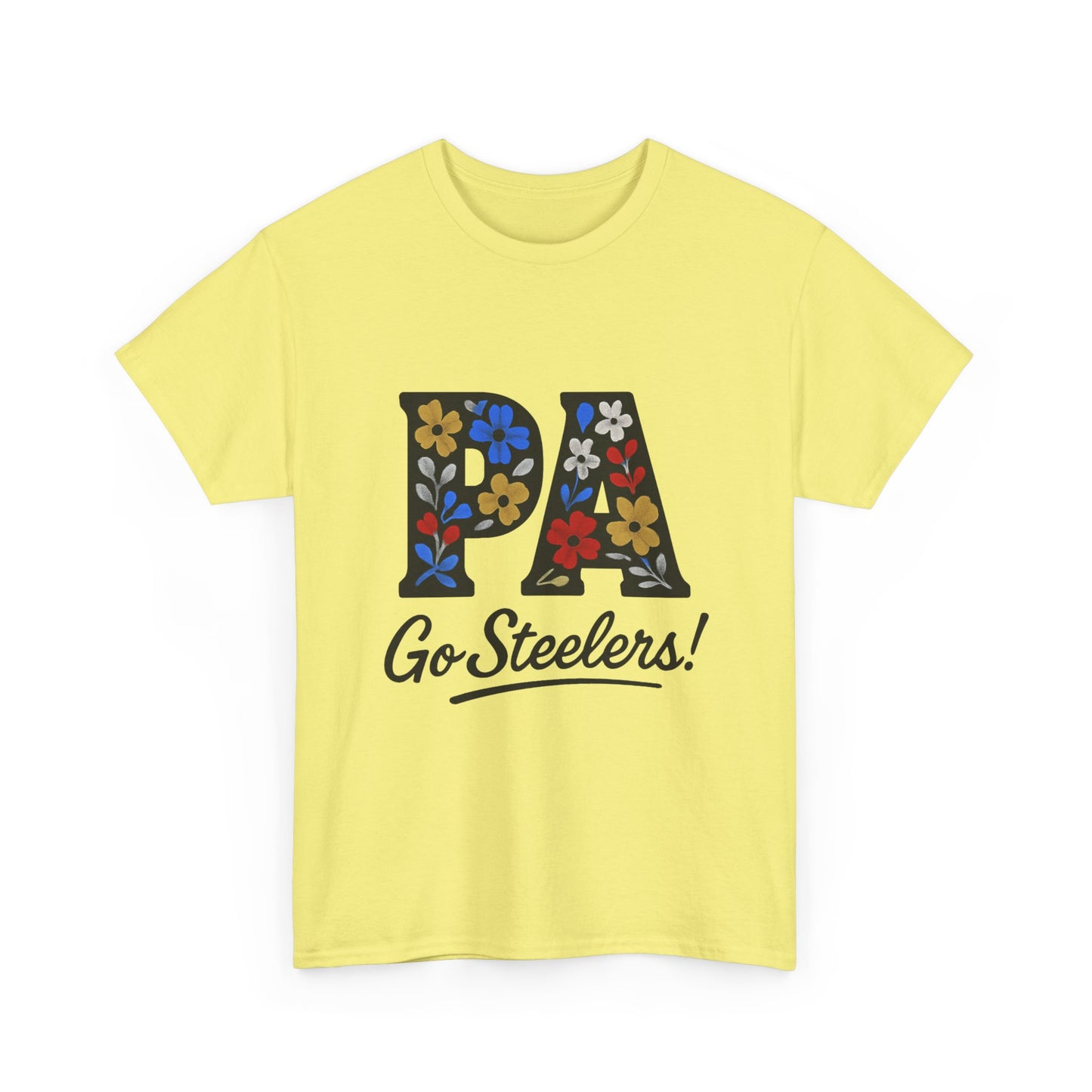 Sports Fan Tee - Floral PA Go Steelers Unisex Heavy Cotton Tee