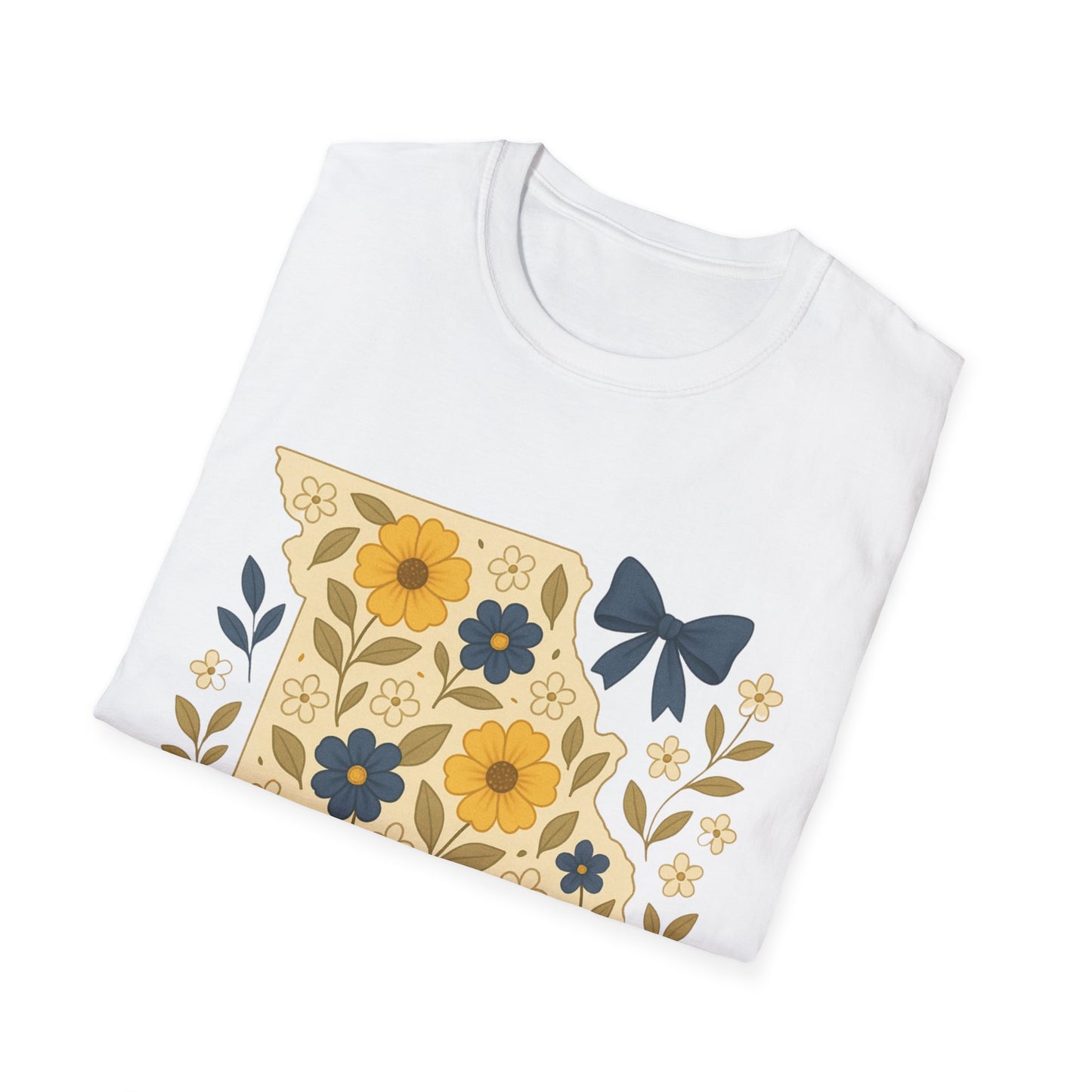 Missouri Floral Unisex T-Shirt, Softstyle Tee, Gift for Her, Spring Fashion, Casual Wear, Personalized Shirt, Eco-Friendly Apparel