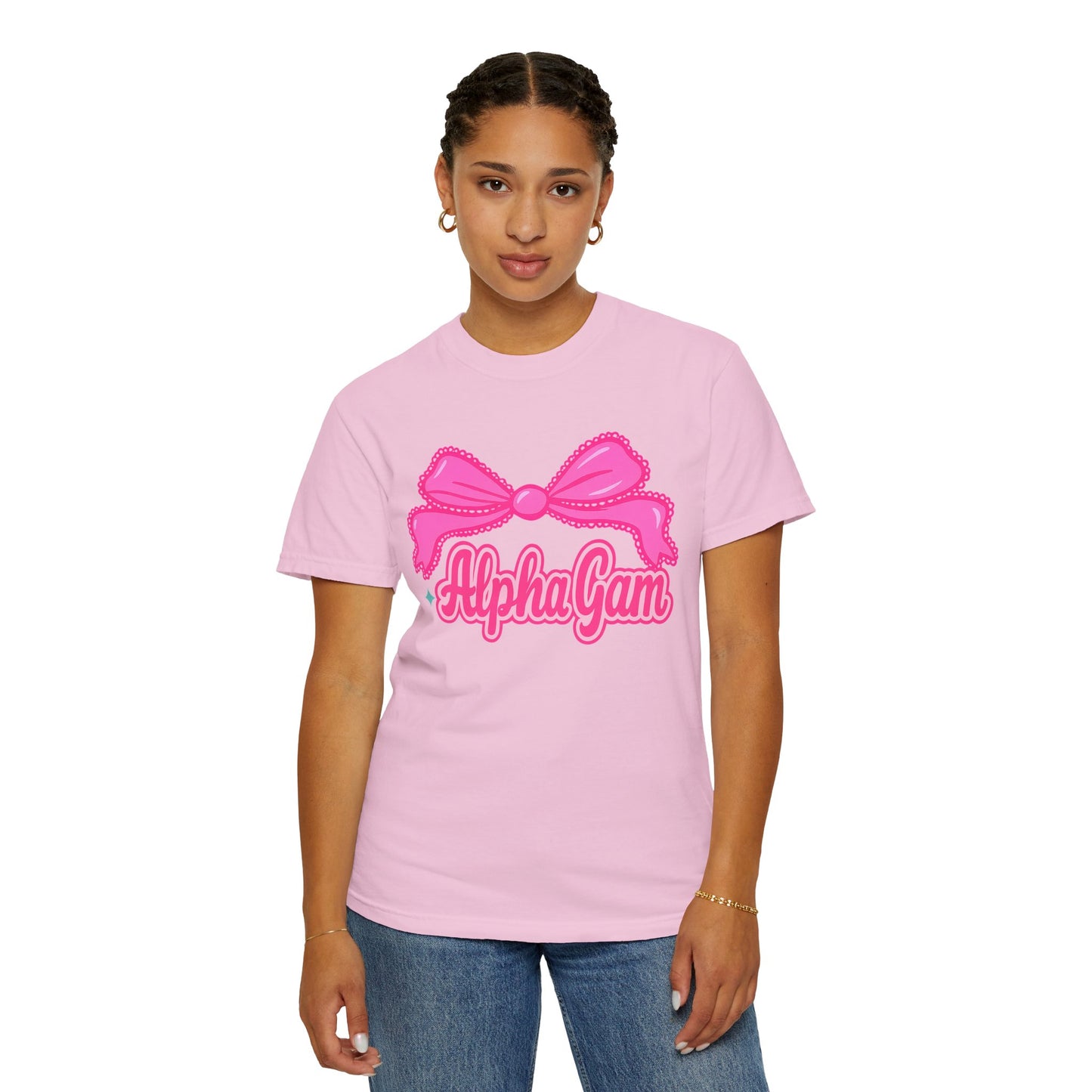 AlphaGam Bow T-Shirt | Unisex Garment-Dyed Tee for Sorority Sisters, College Apparel, Gifts for Greek Life, Casual Outfit, Sorority [...]