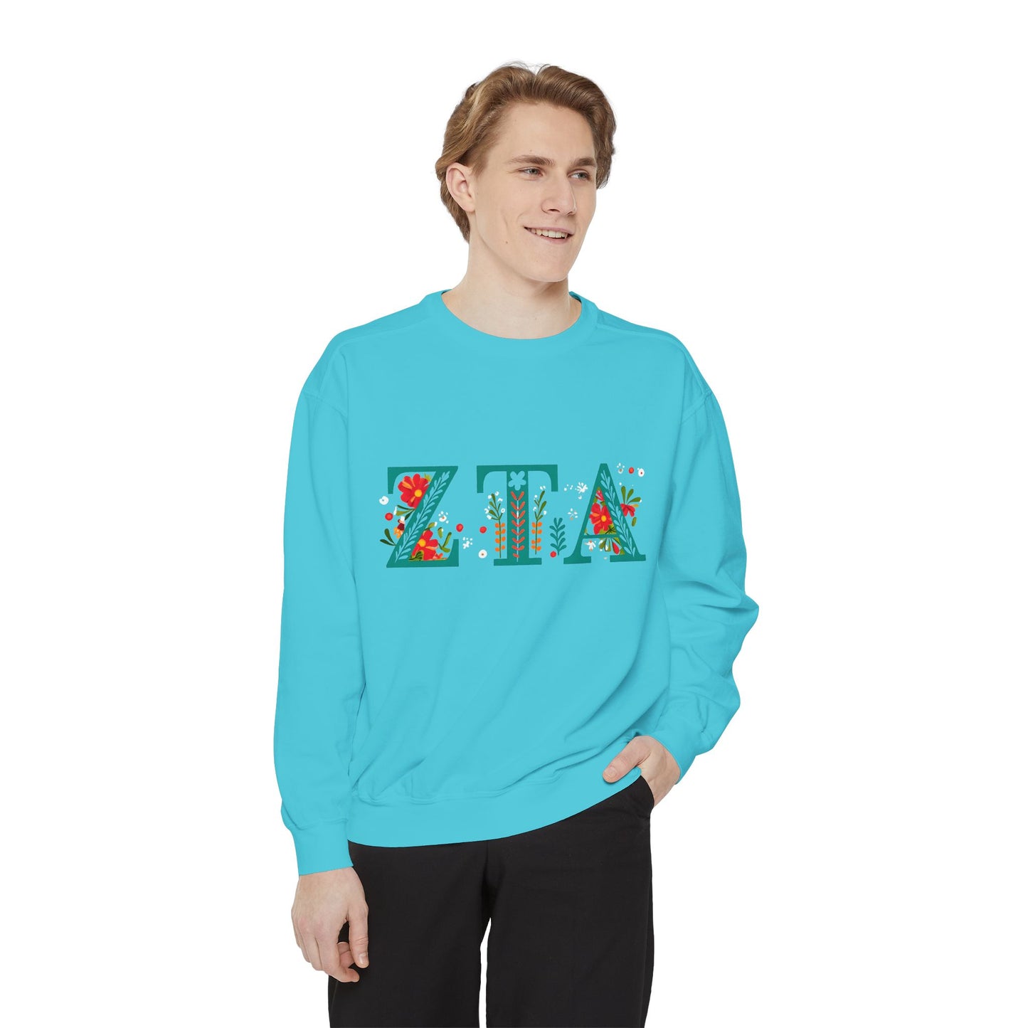 Floral ZTA Unisex Sweatshirt - Cozy Sweater for Sorority Sisters, Perfect Gift, Casual Wear, Spring Outfits, College Apparel