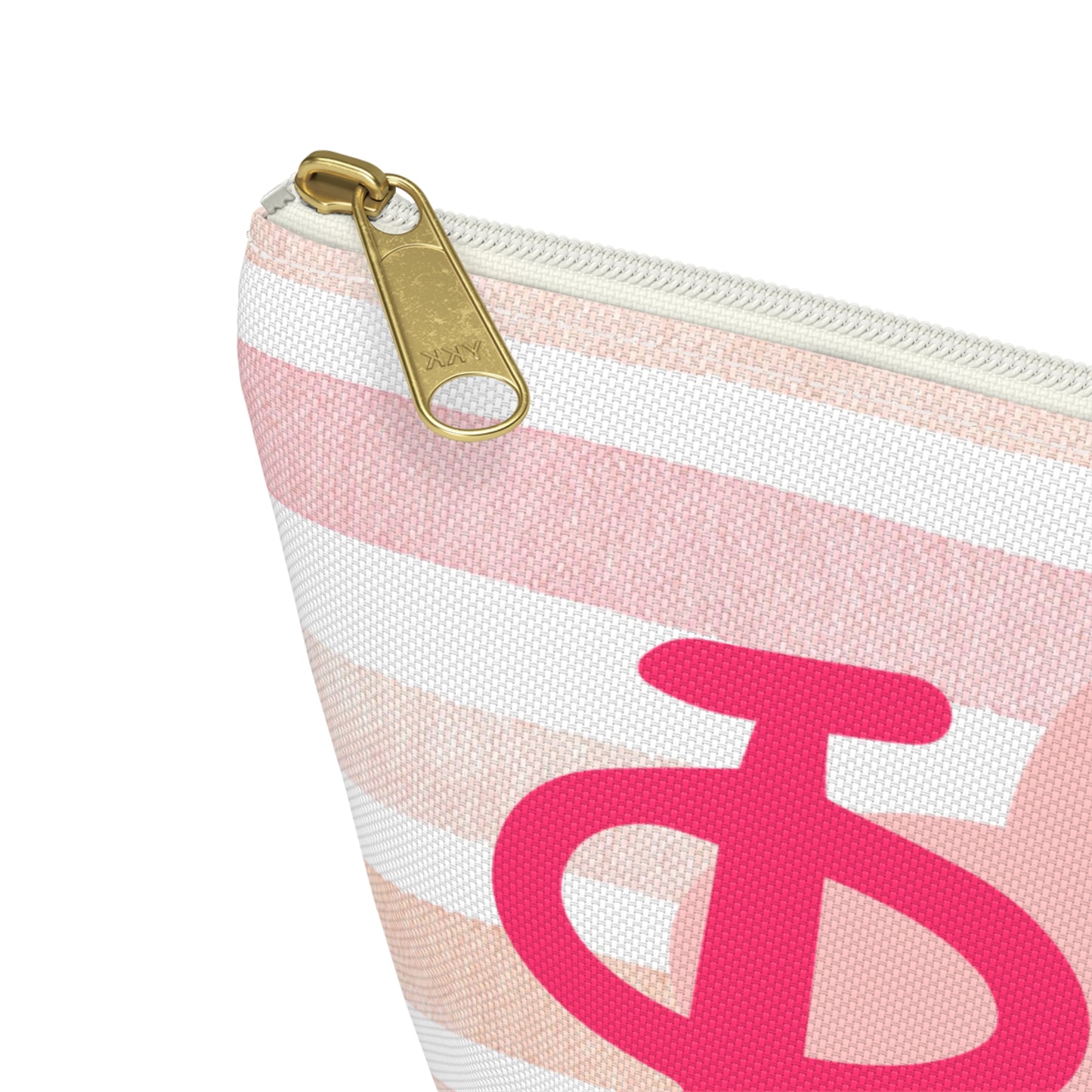 PHI mu Chic Accessory Pouch for Sorority Sisters, Cosmetic Bag, Makeup Organizer, Gift for College Graduates, Pink Stripes