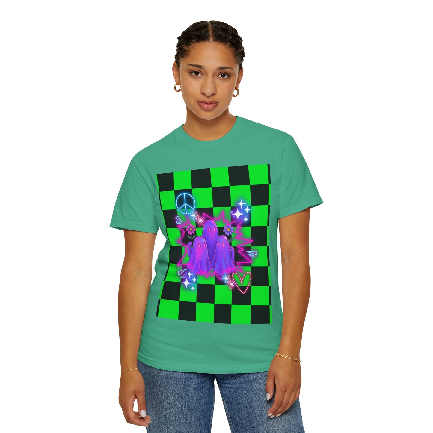 Vibrant Ghost Graphic Tee, Unisex T-shirt, Retro Vibe Shirt, Perfect for Halloween, Party Wear, Casual Style, Unique Gift