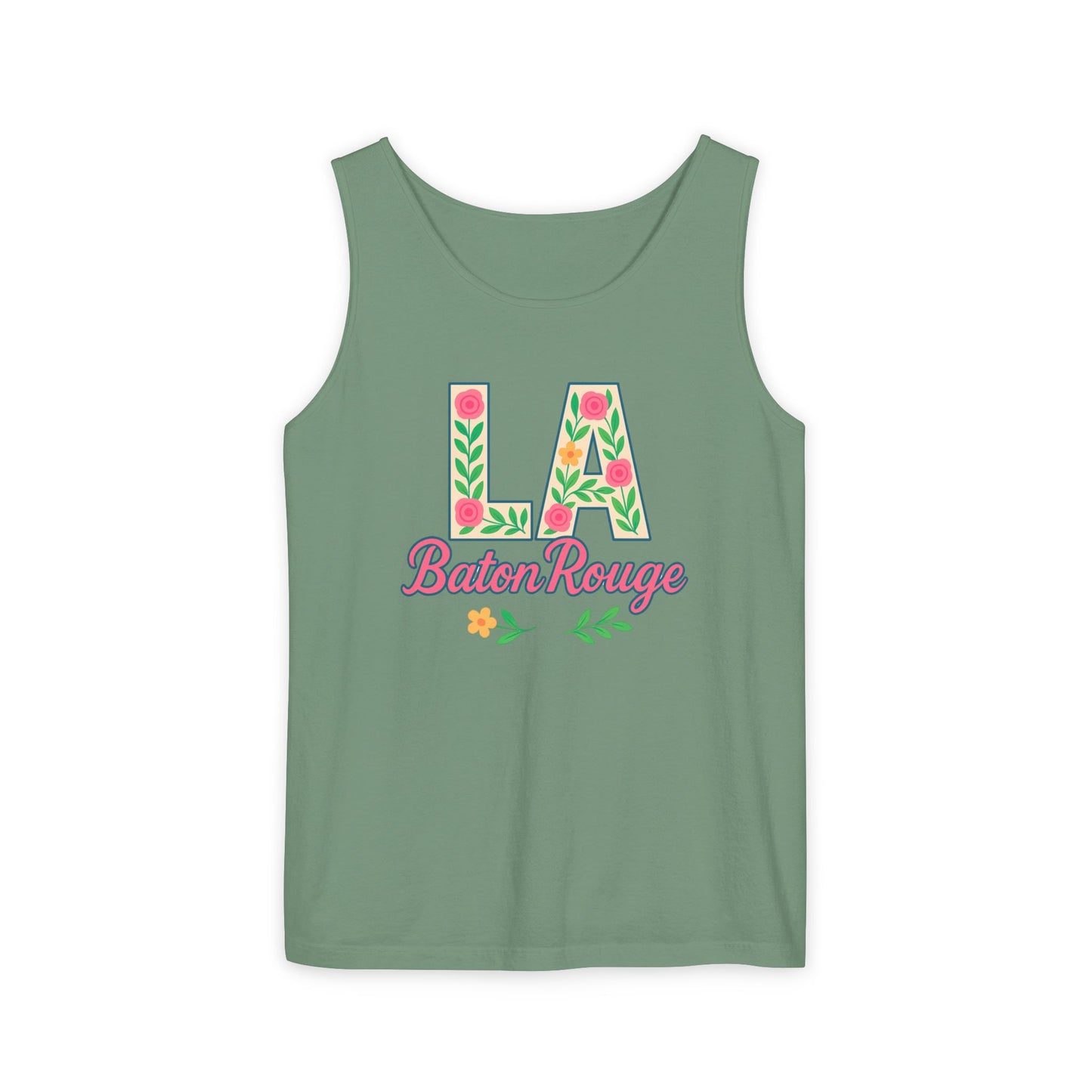 LA Baton Rouge Floral Tank Top, Summer Vibes, Unisex Apparel, Gift for Friends, Vacation Outfit, Spring/Summer Wear, Comfort Colors, Graduation Gift