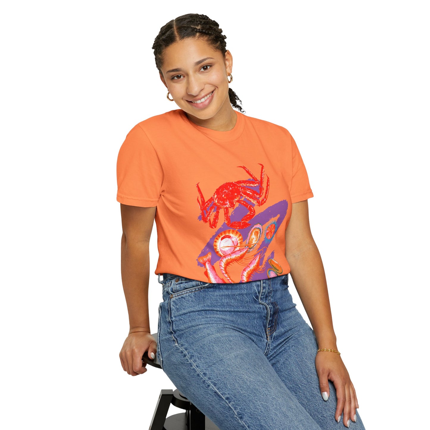 Comfort Colors Vibrant Seafood T-Shirt, French Coastal Tee, Distressed Shirt, Oversized Coquette Aesthetic, Nautical Style