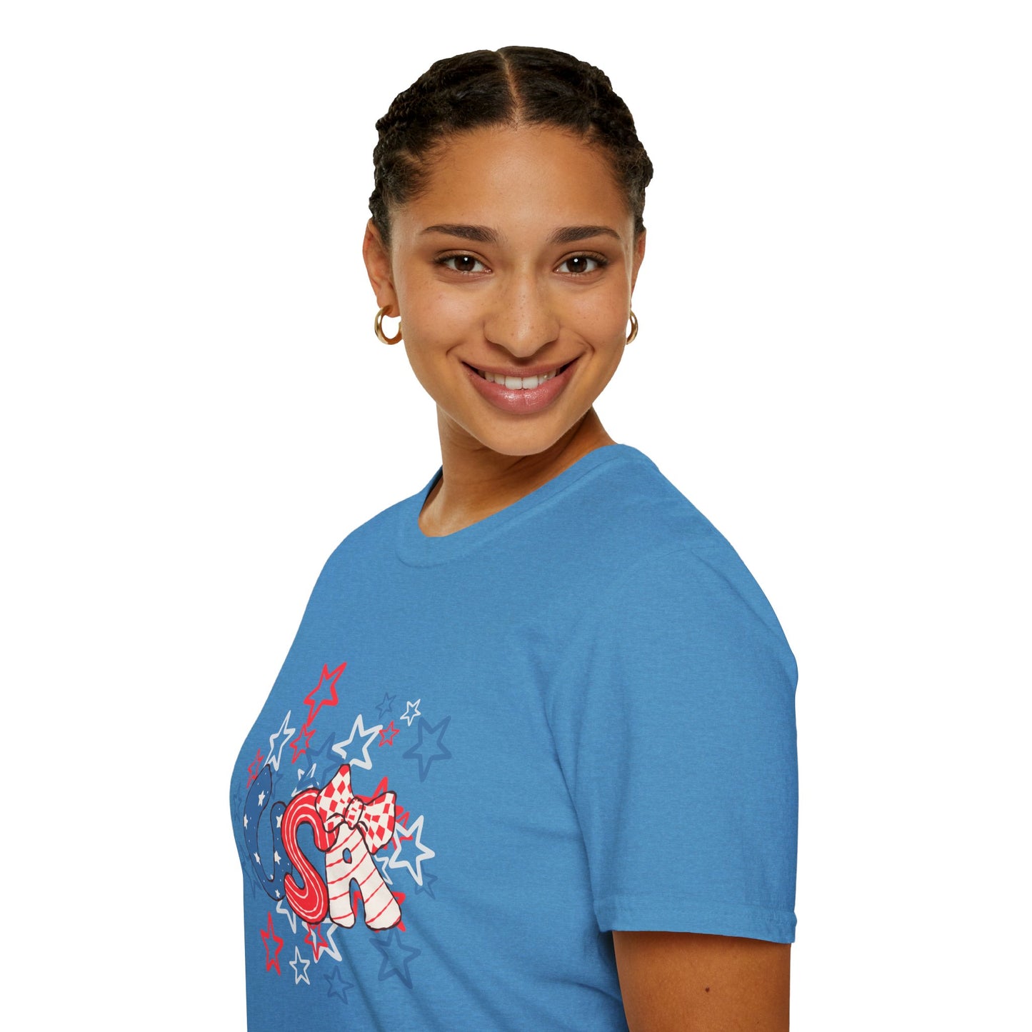 Patriotic Unisex T-Shirt for Independence Day, July 4th Celebration, Star-Patterned Tee, USA Graphic Top, Casual American Apparel